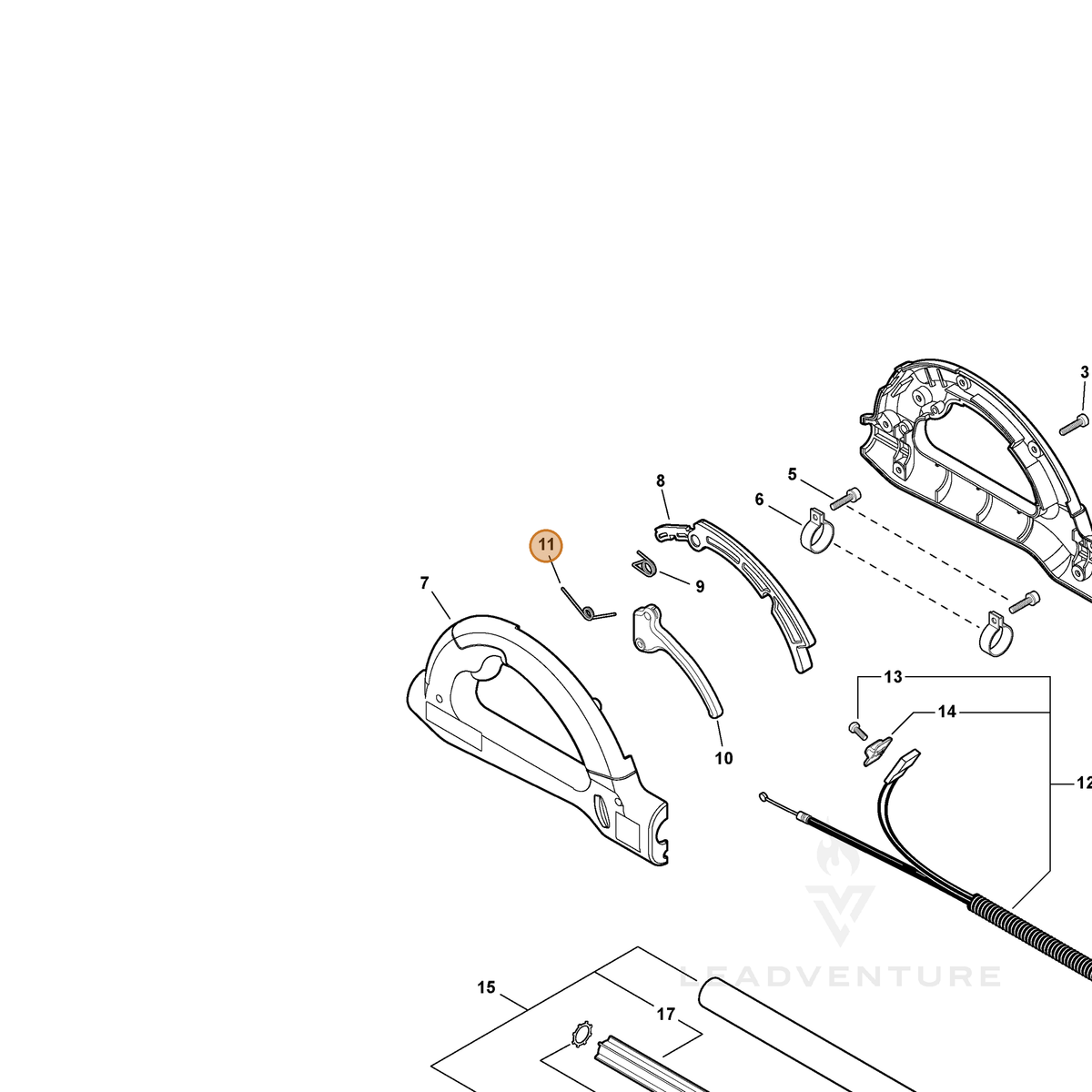 ECHO part V452000330 — IPL diagram snippet (6x zoom, amber highlight)
