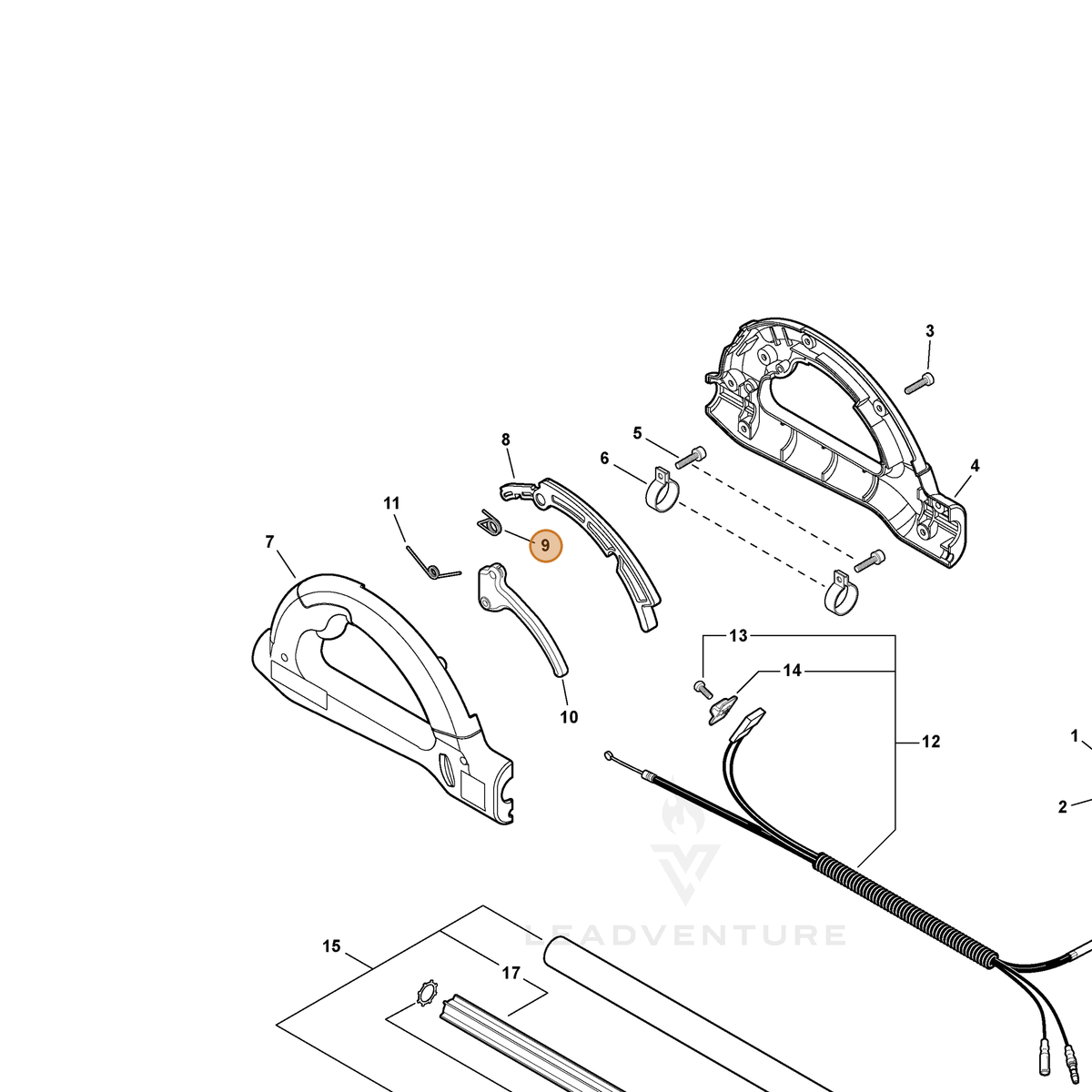 ECHO part V452000340 — IPL diagram snippet (6x zoom, amber highlight)