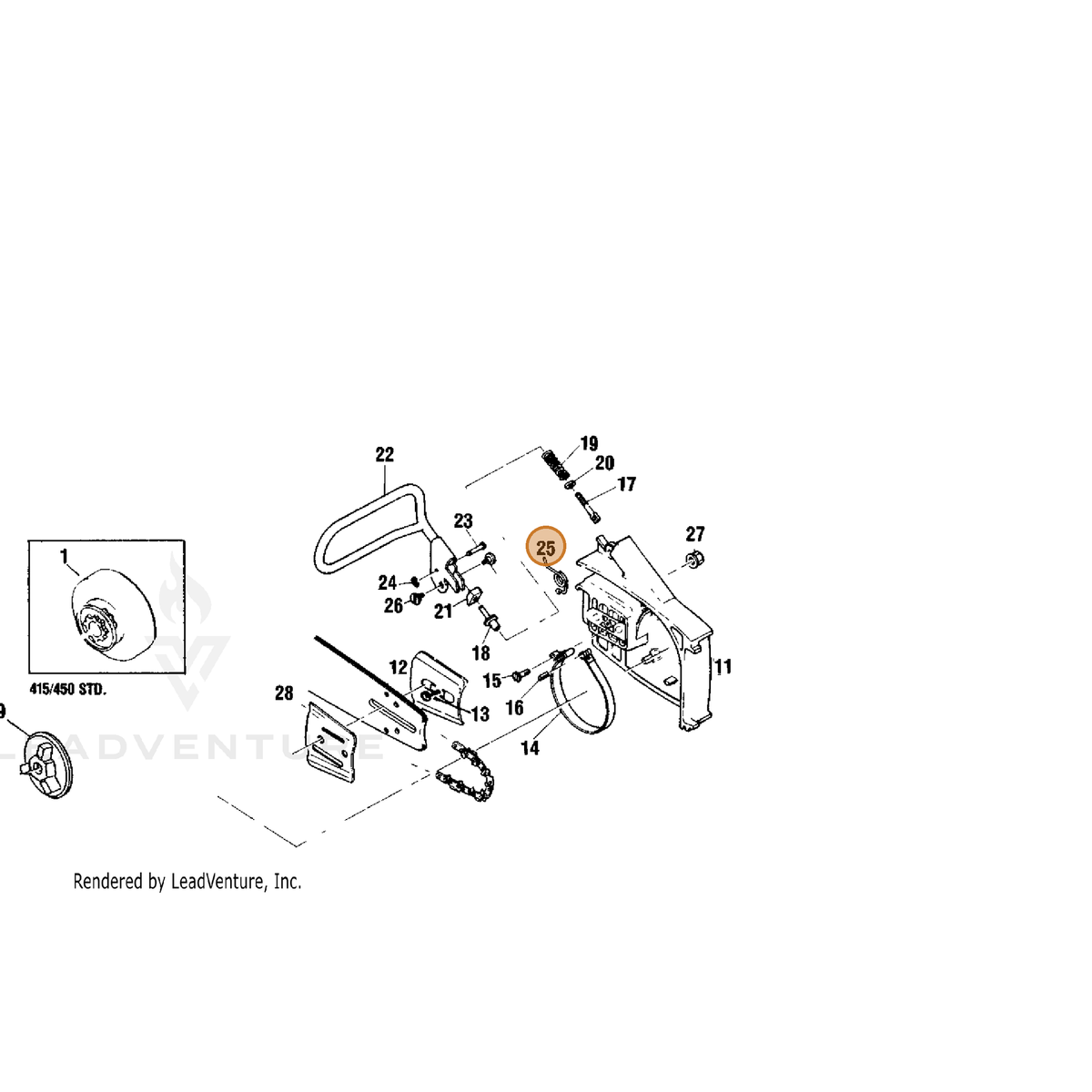 Echo part V452000830 — IPL diagram snippet (6x zoom, amber highlight)