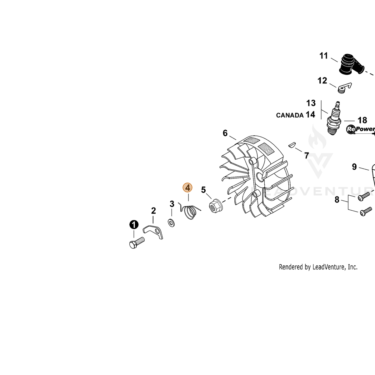 ECHO part V452000870 — IPL diagram snippet (6x zoom, amber highlight)