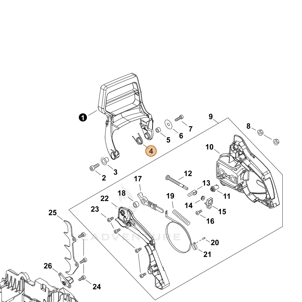 ECHO part V452001281 — IPL diagram snippet (6x zoom, amber highlight)