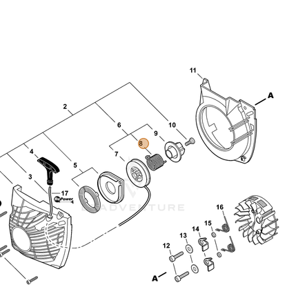 ECHO part V452001320 — IPL diagram snippet (6x zoom, amber highlight)
