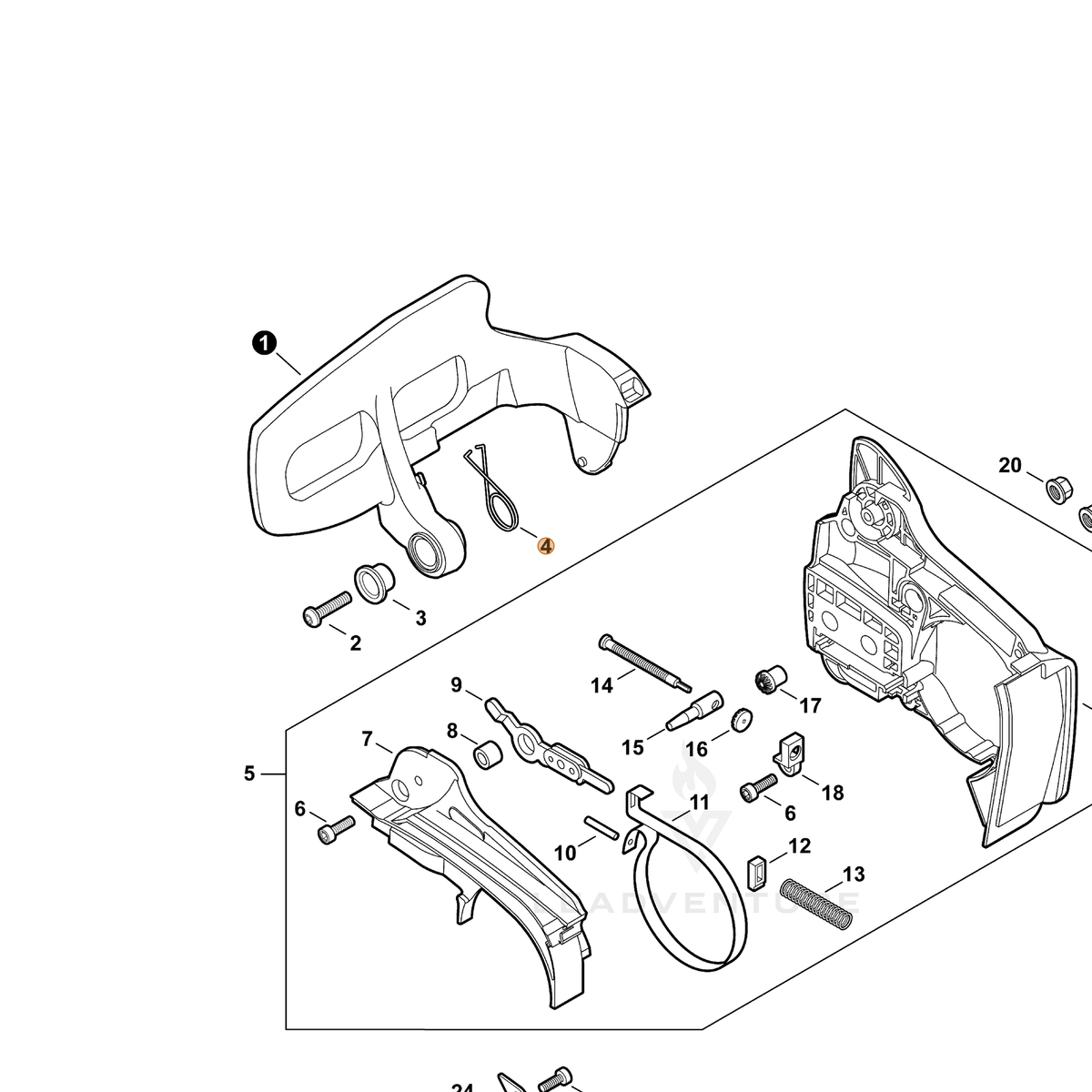 ECHO part V452001380 — IPL diagram snippet (6x zoom, amber highlight)