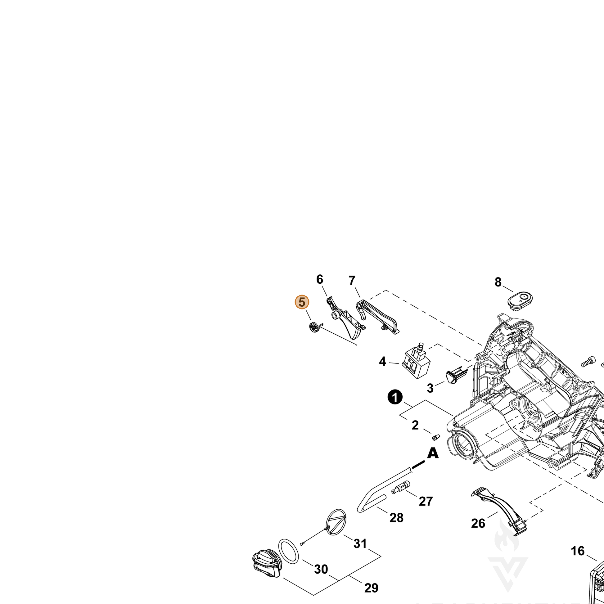 ECHO part V452001650 — IPL diagram snippet (6x zoom, amber highlight)