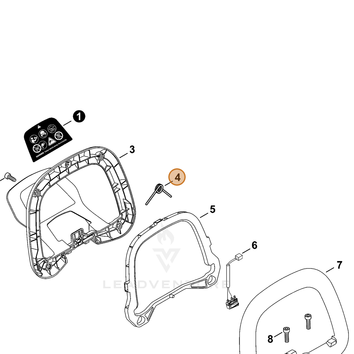 ECHO part V452001680 — IPL diagram snippet (6x zoom, amber highlight)