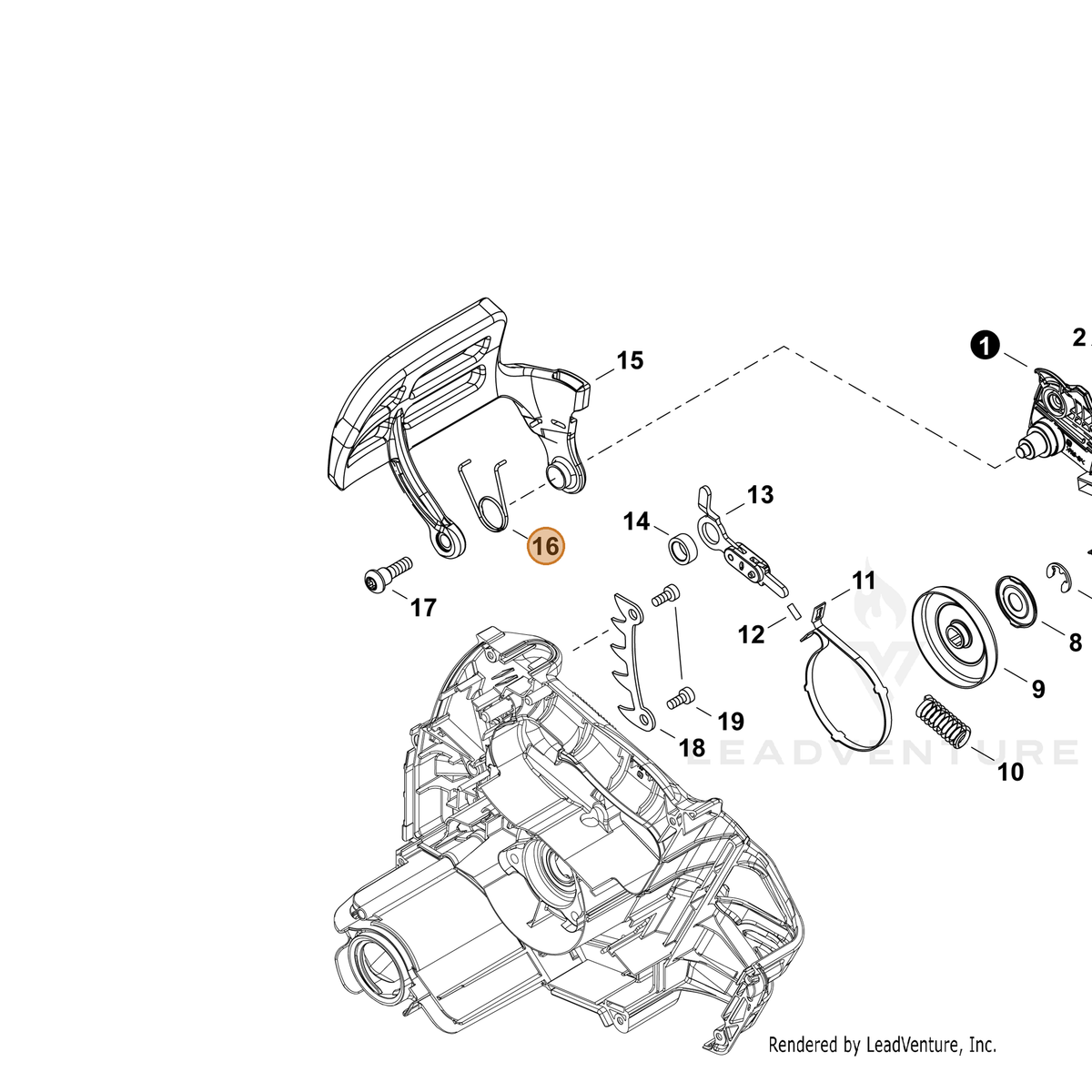 ECHO part V452001940 — IPL diagram snippet (6x zoom, amber highlight)