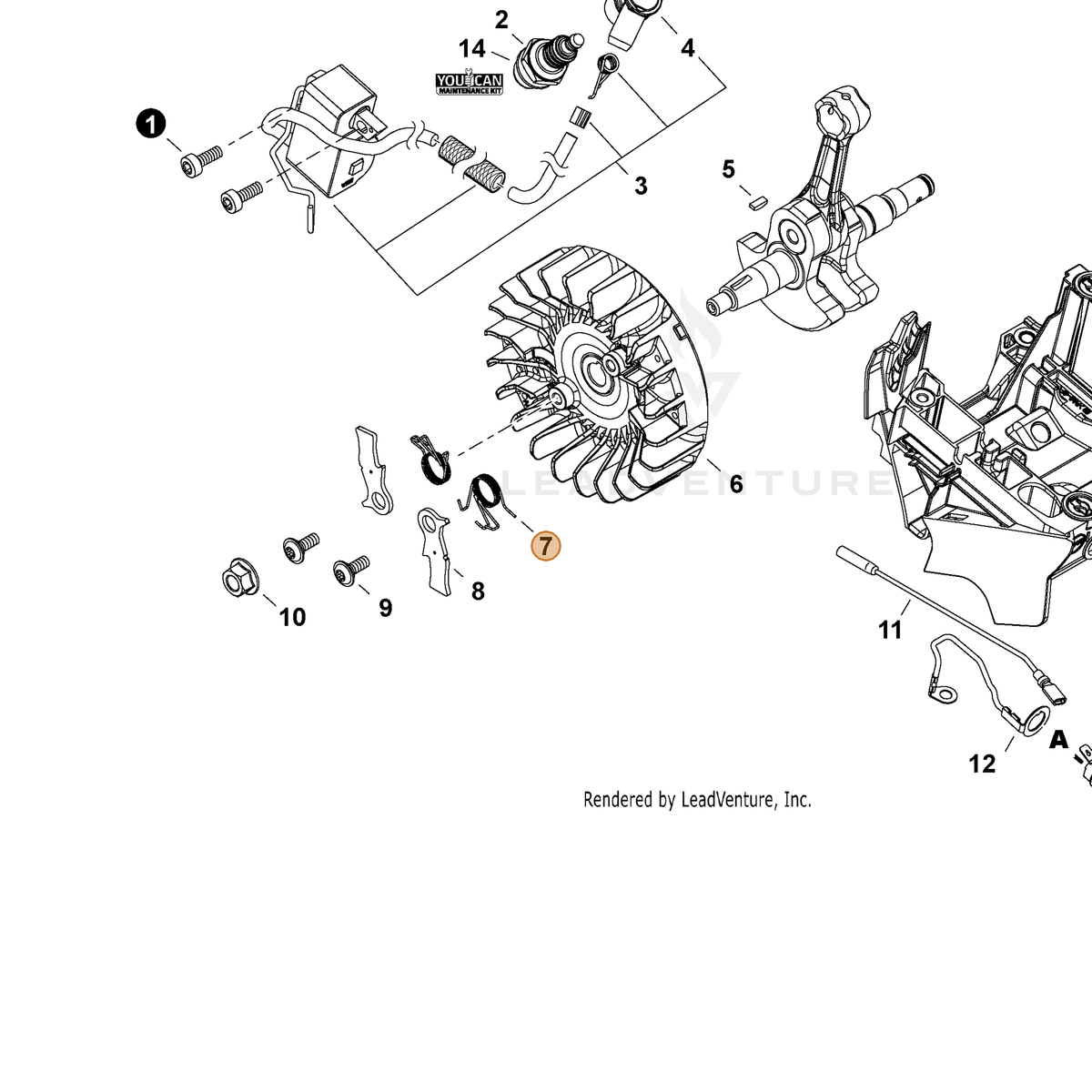 ECHO part V452001950 — IPL diagram snippet (6x zoom, amber highlight)