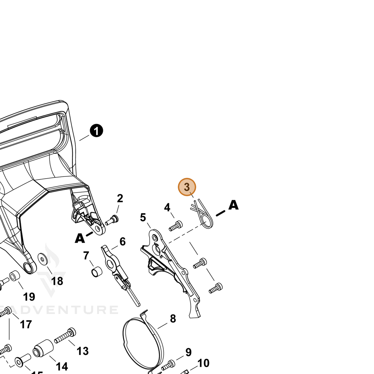 ECHO part V452001960 — IPL diagram snippet (6x zoom, amber highlight)
