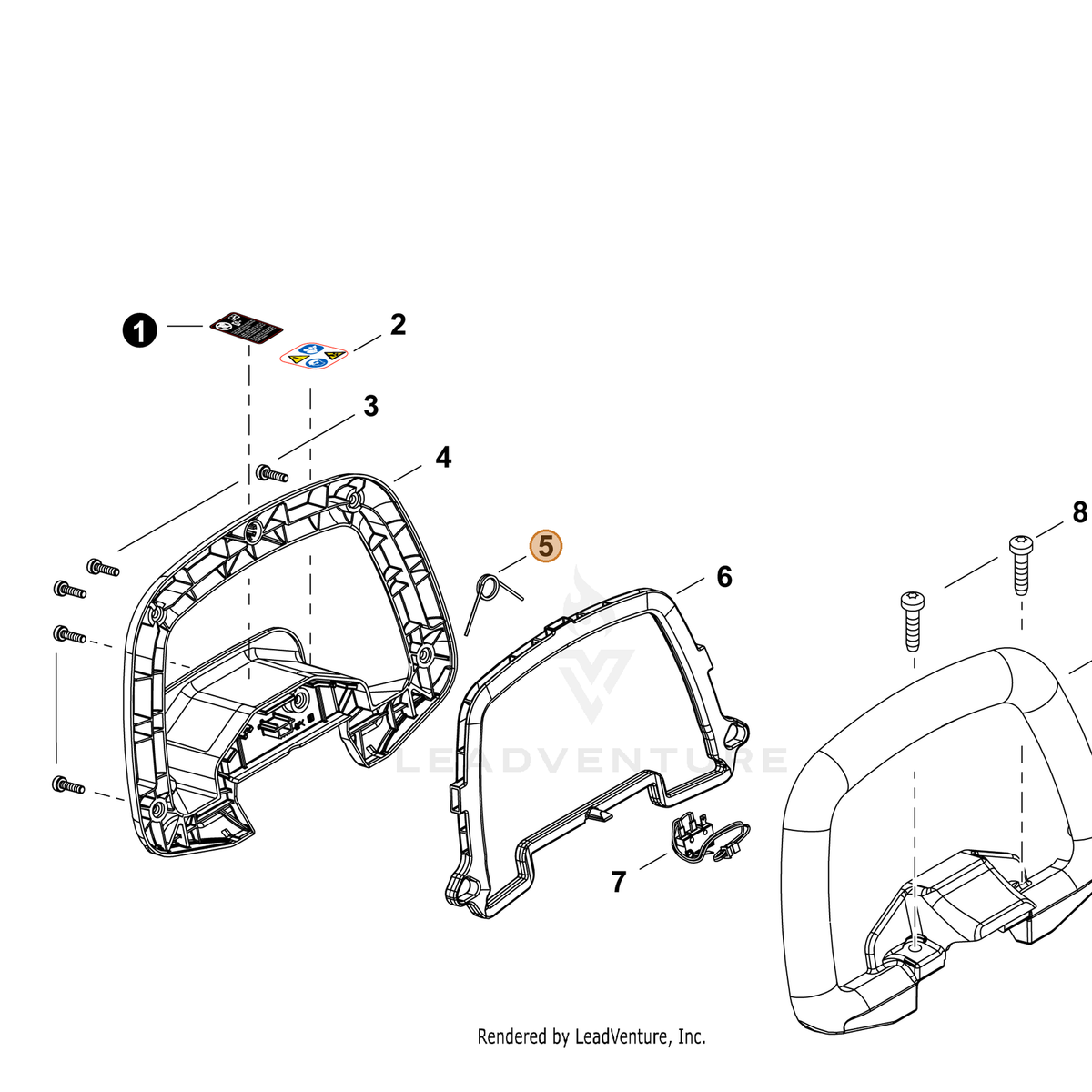 ECHO part V452002070 — IPL diagram snippet (6x zoom, amber highlight)