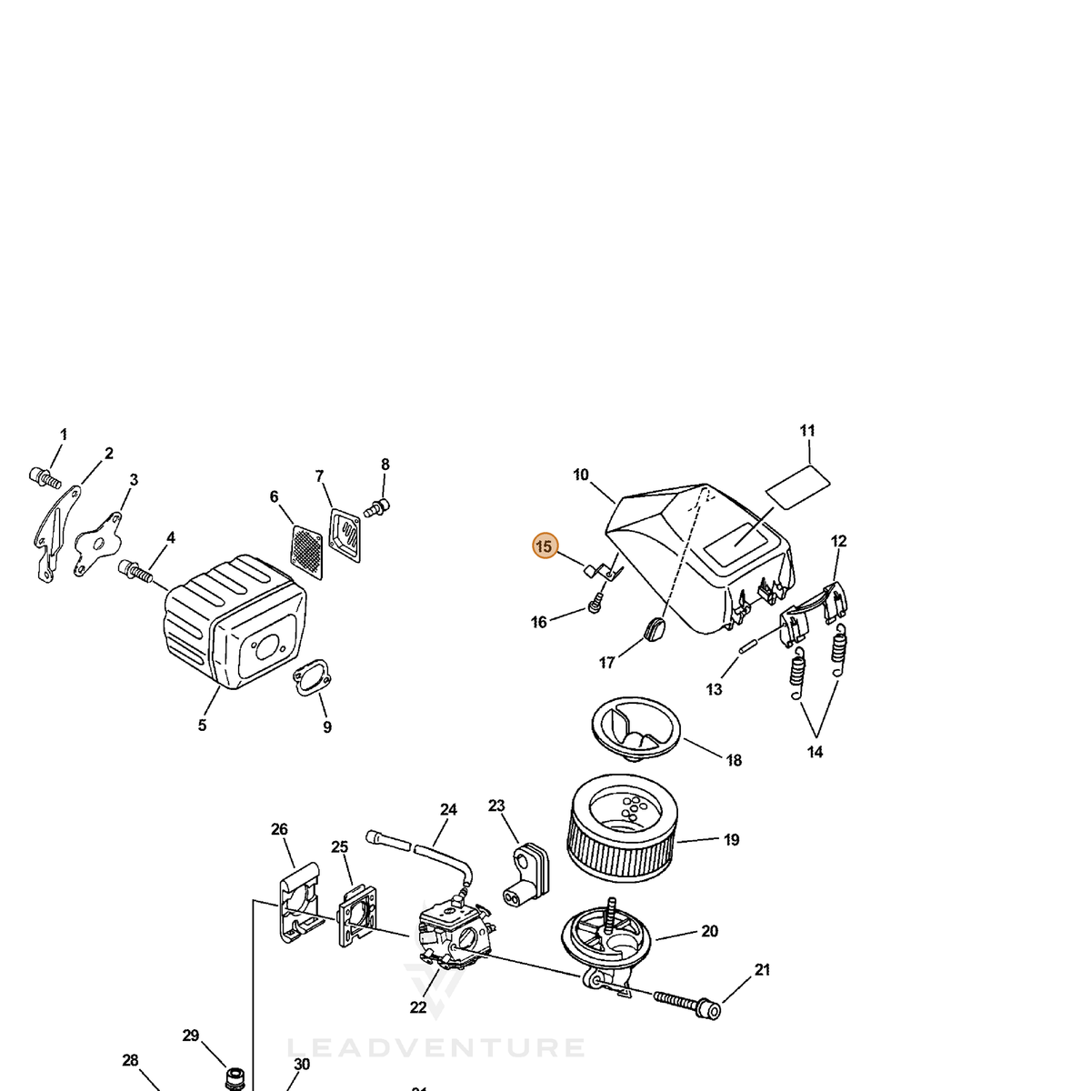 ECHO part V453000040 — IPL diagram snippet (6x zoom, amber highlight)
