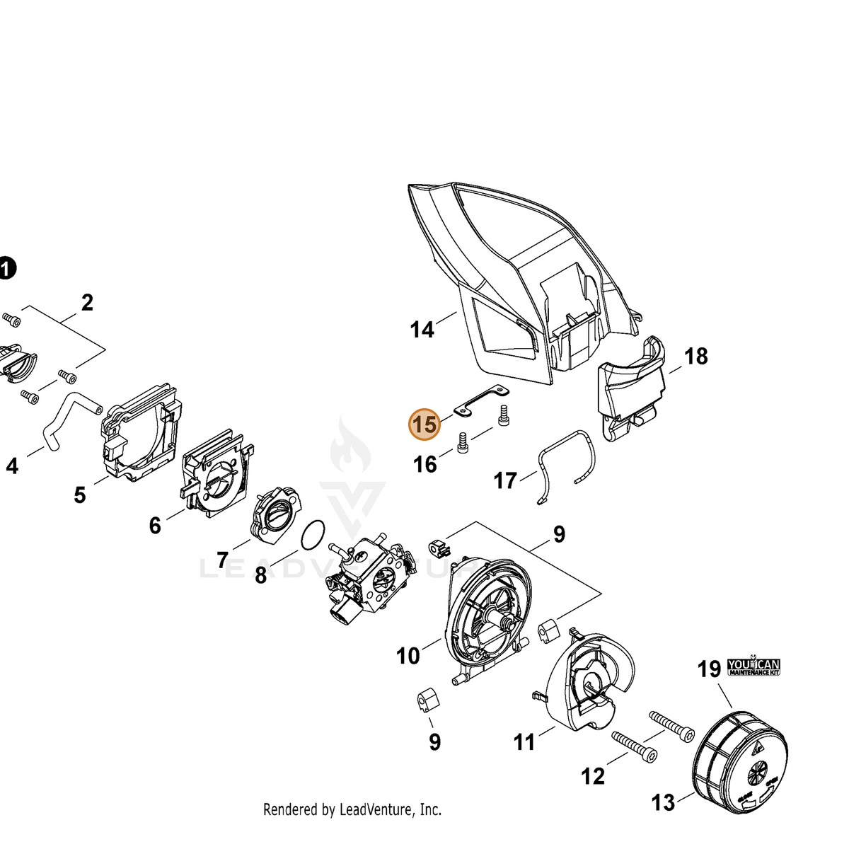 ECHO part V453000260 — IPL diagram snippet (6x zoom, amber highlight)