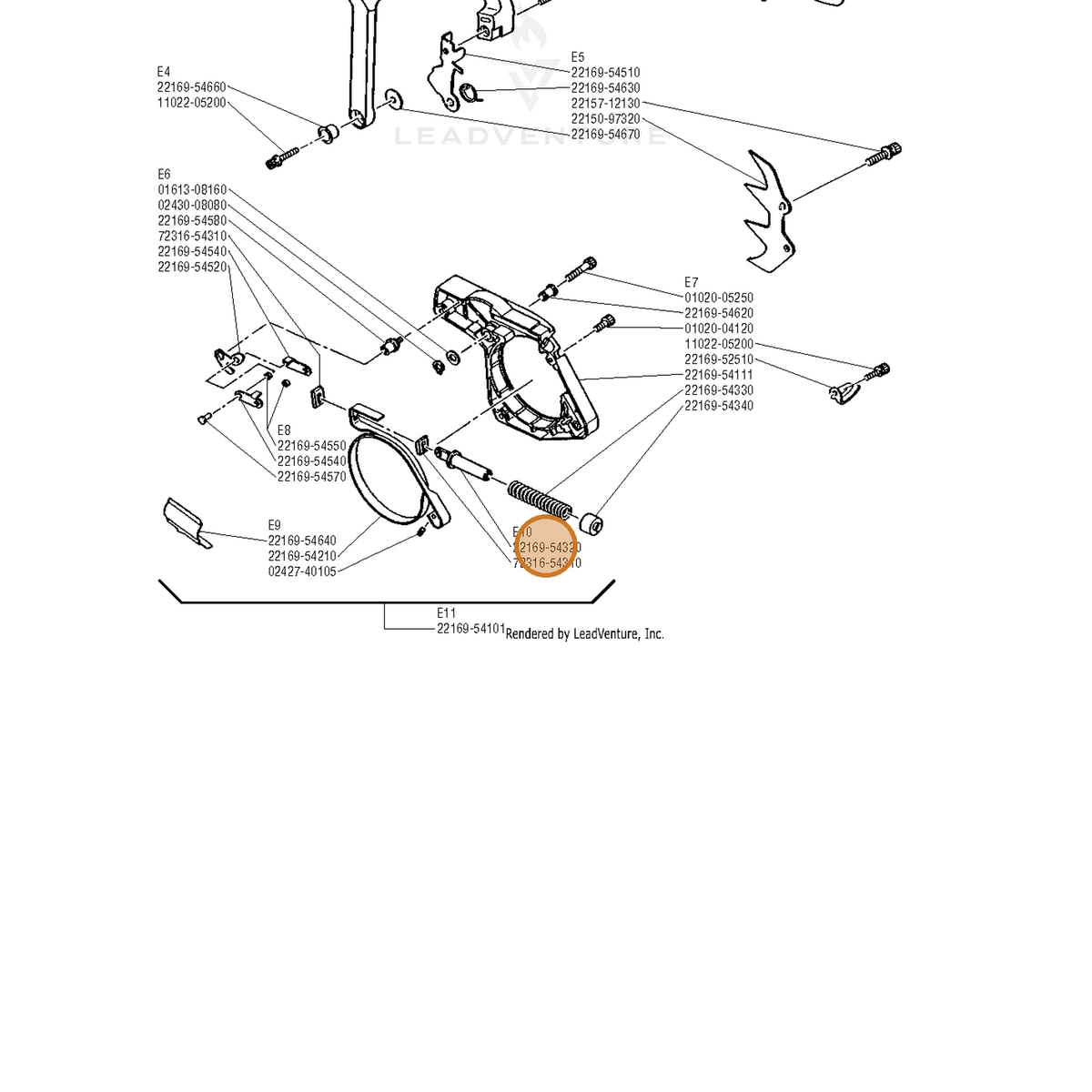 Echo part V456000180 — IPL diagram snippet (6x zoom, amber highlight)
