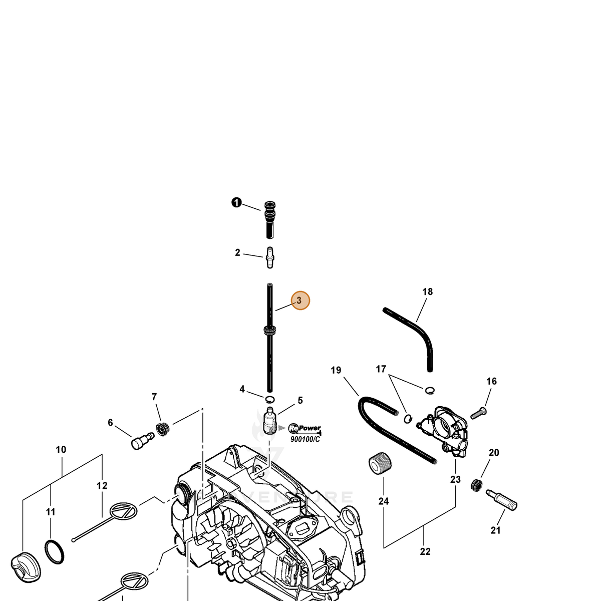 ECHO part V470000711 — IPL diagram snippet (6x zoom, amber highlight)
