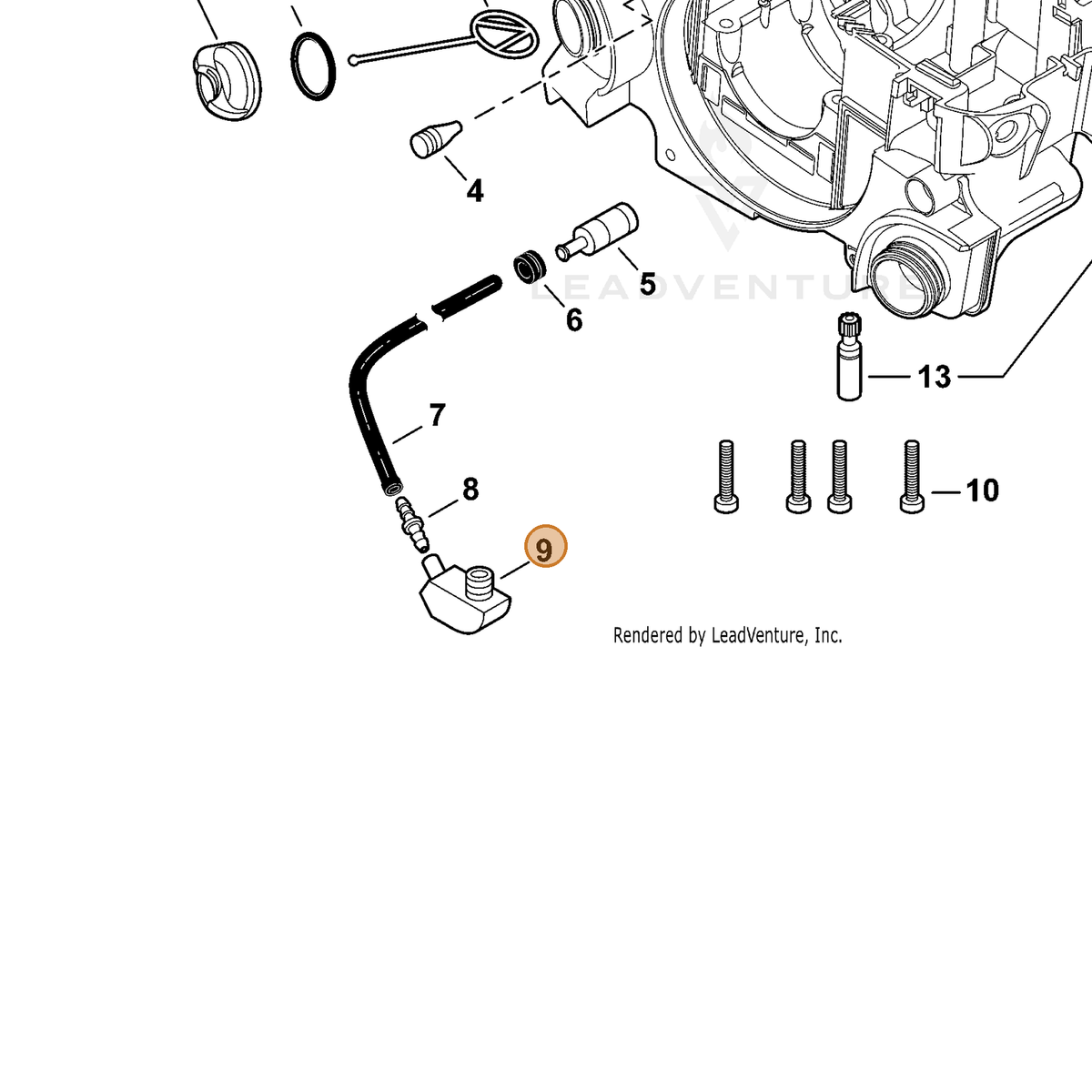 ECHO part V470000810 — IPL diagram snippet (6x zoom, amber highlight)