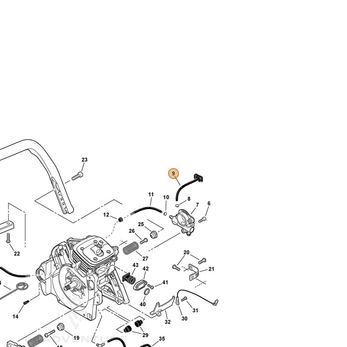 ECHO part V470000831 — IPL diagram snippet (6x zoom, amber highlight)