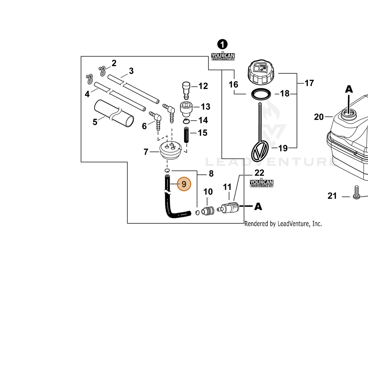 ECHO part V470000861 — IPL diagram snippet (6x zoom, amber highlight)