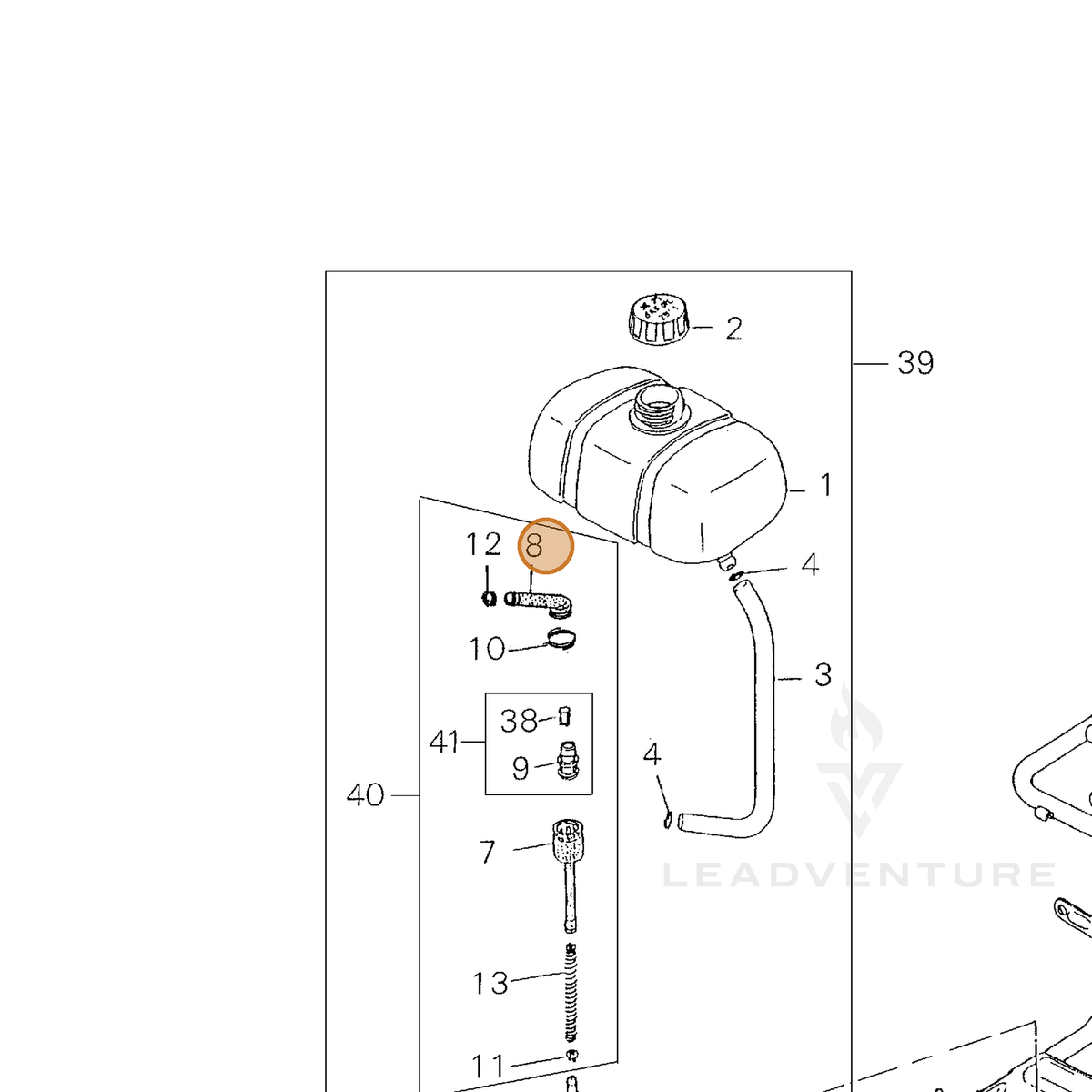 Echo part V470001130 — IPL diagram snippet (6x zoom, amber highlight)