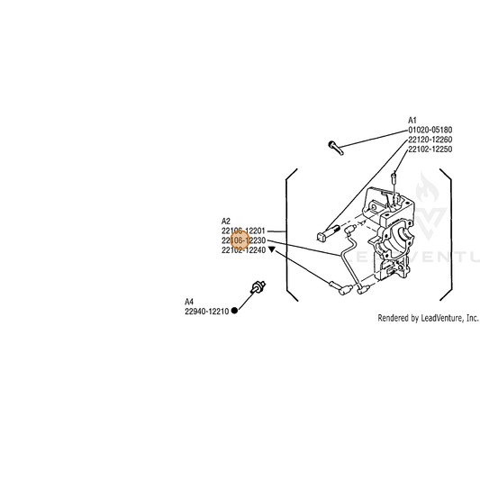 Echo part V470001310 — IPL diagram snippet (6x zoom, amber highlight)