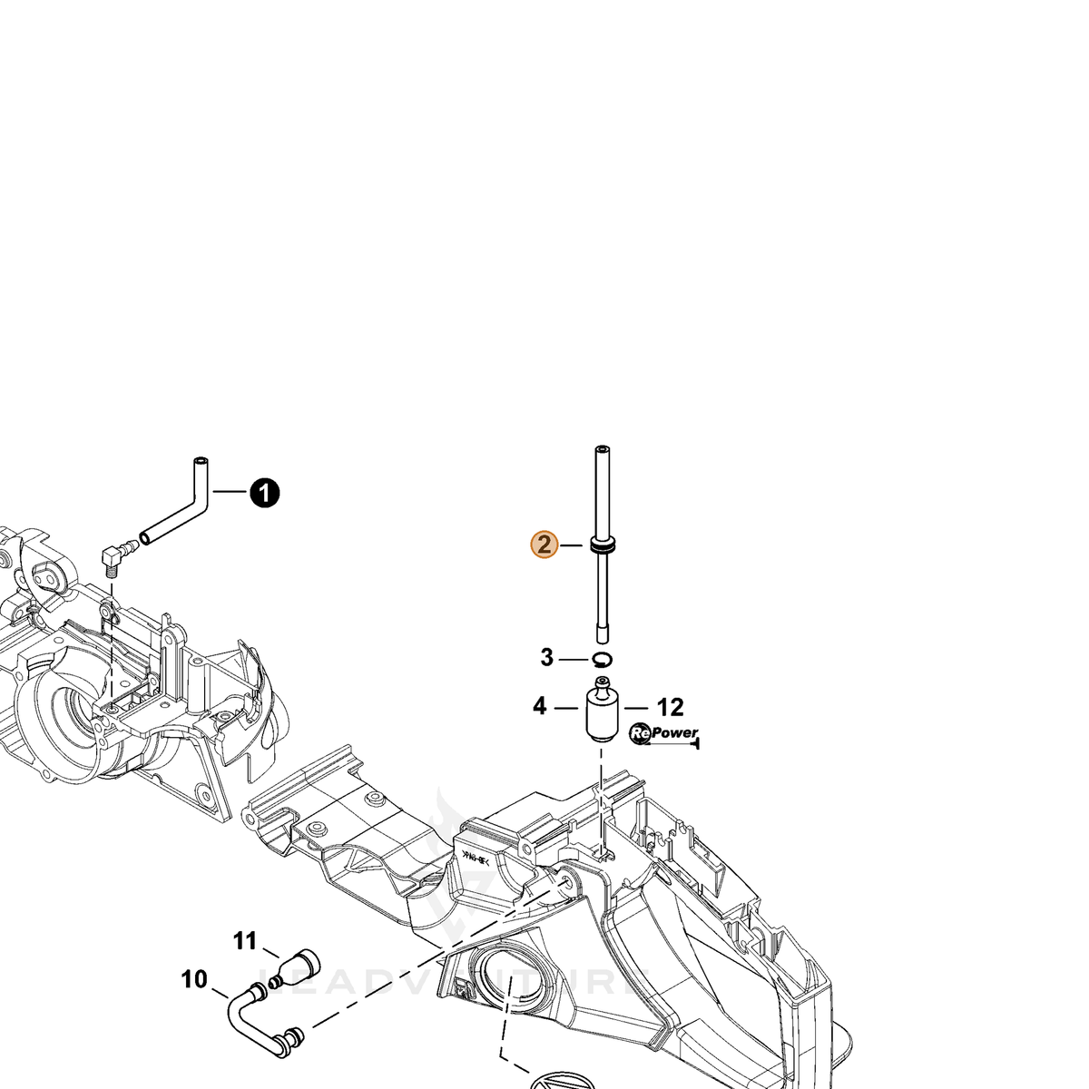 ECHO part V470001520 — IPL diagram snippet (6x zoom, amber highlight)