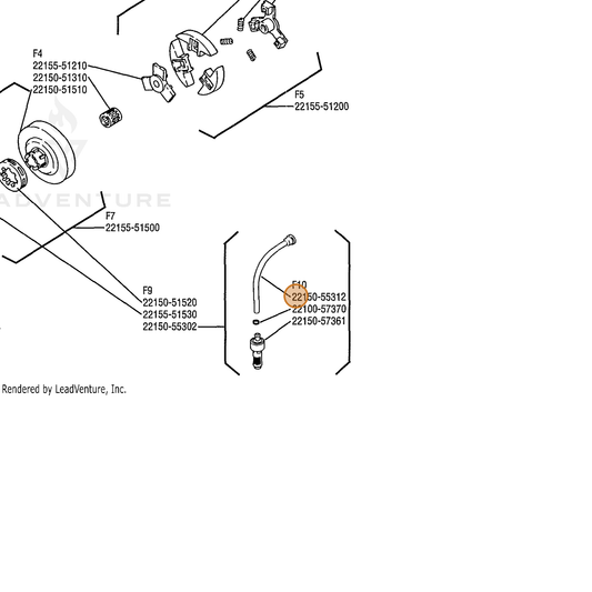 Echo part V470001570 — IPL diagram snippet (6x zoom, amber highlight)