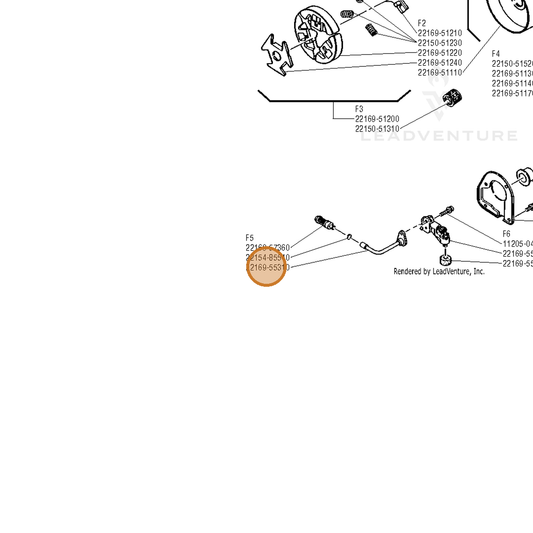 Echo part V470001600 — IPL diagram snippet (6x zoom, amber highlight)