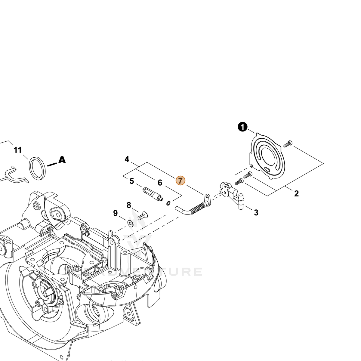 ECHO part V470001840 — IPL diagram snippet (6x zoom, amber highlight)
