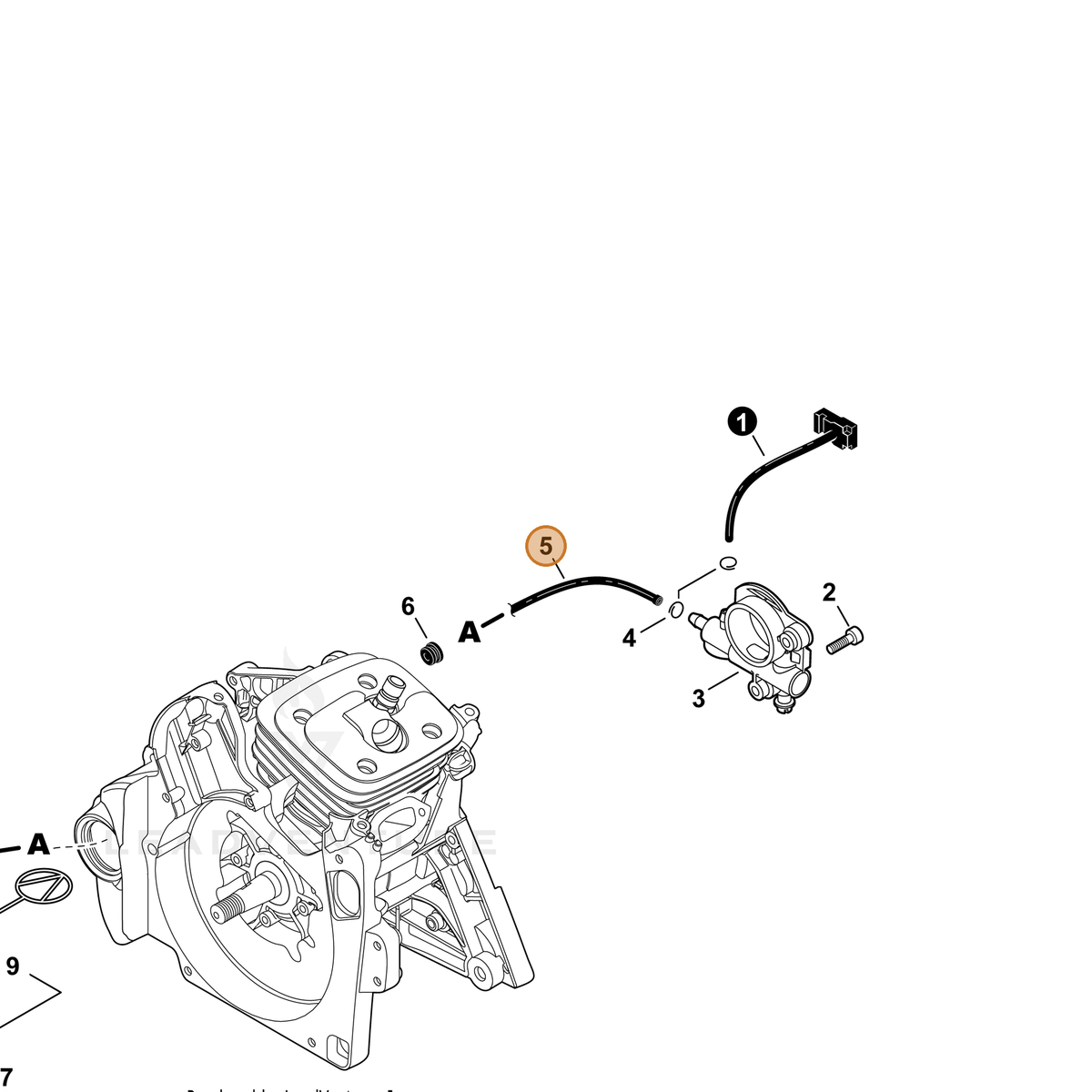 ECHO part V470002040 — IPL diagram snippet (6x zoom, amber highlight)