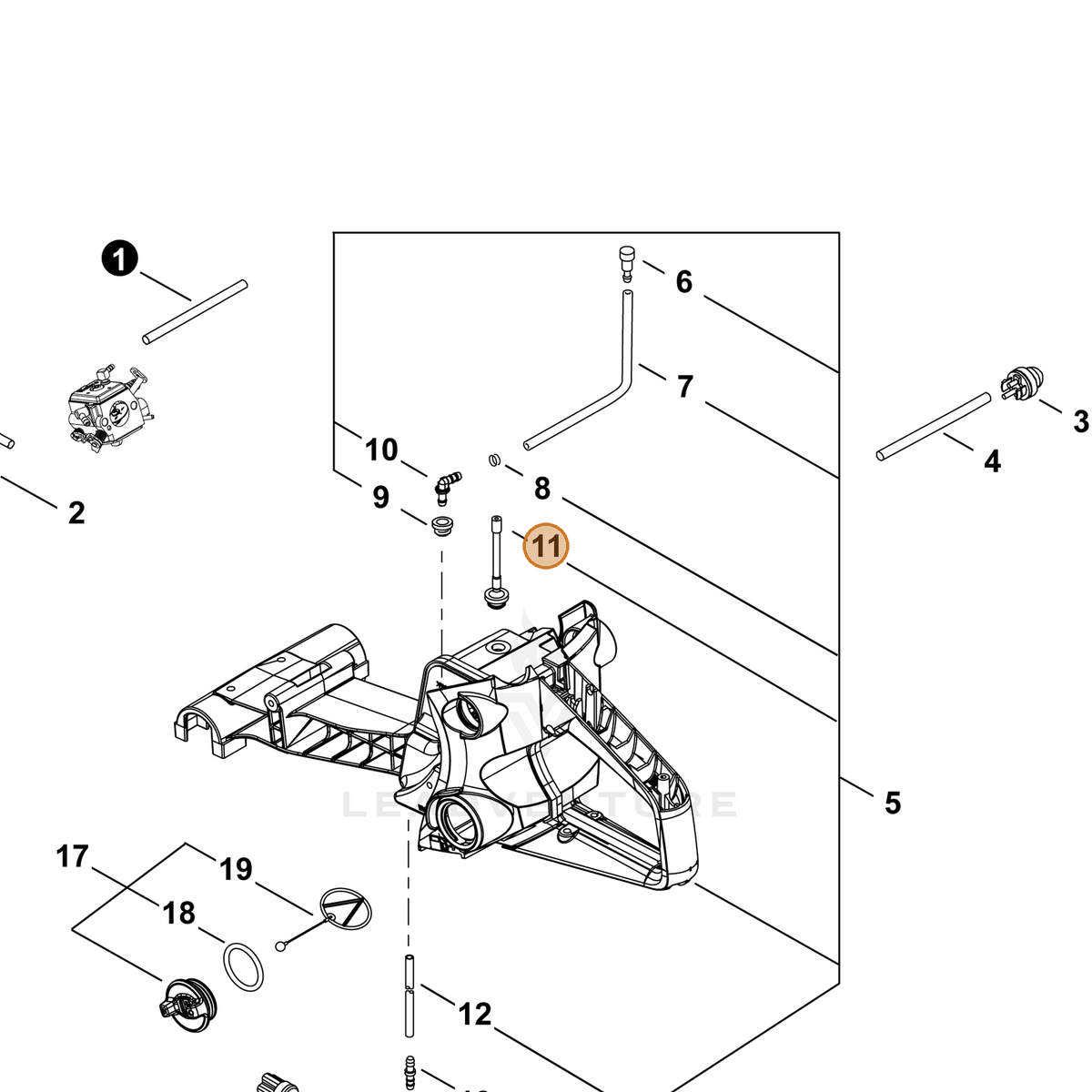 ECHO part V470002131 — IPL diagram snippet (6x zoom, amber highlight)