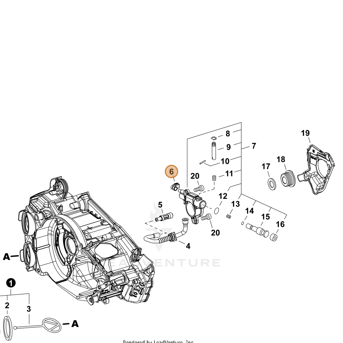 ECHO part V470002171 — IPL diagram snippet (6x zoom, amber highlight)
