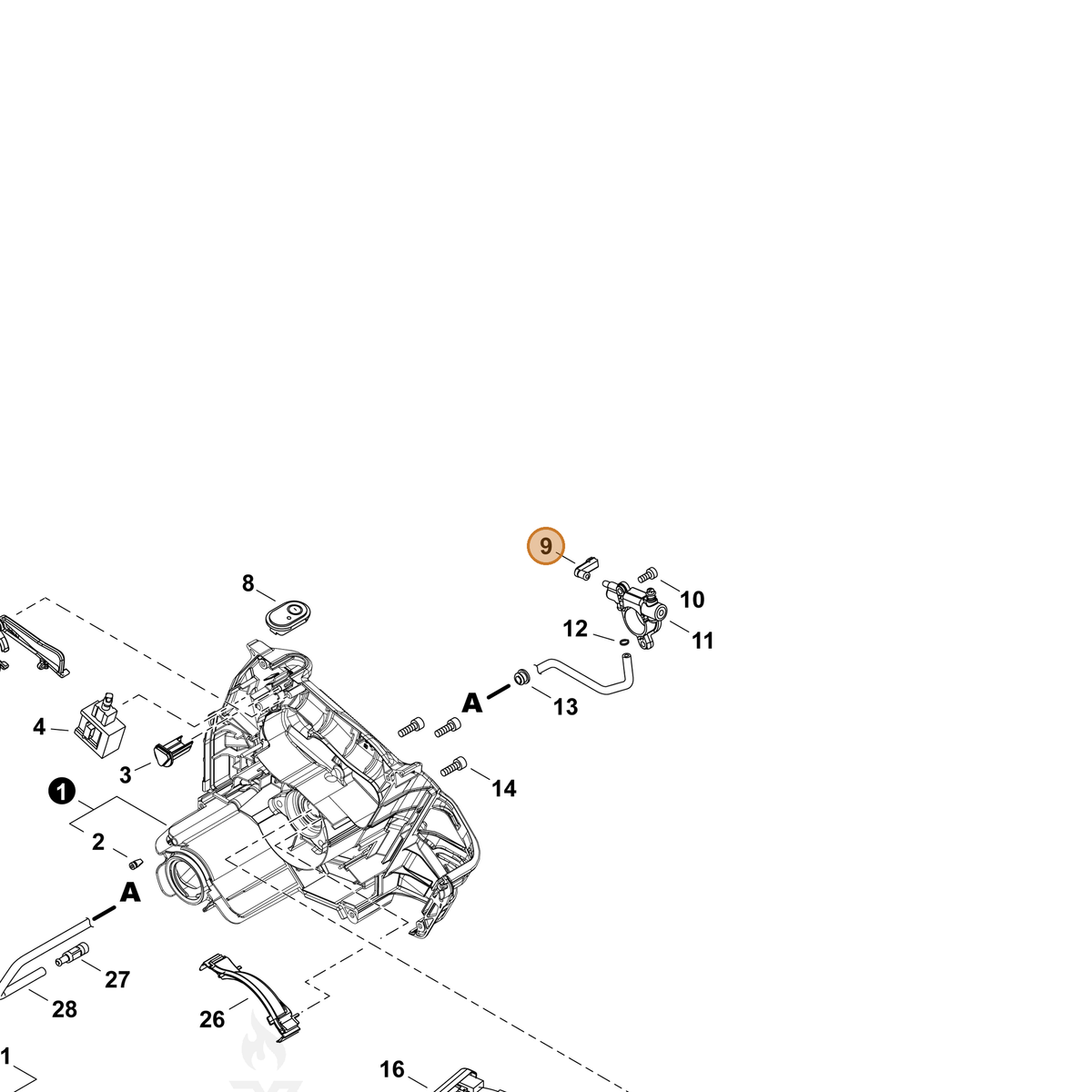 ECHO part V470002400 — IPL diagram snippet (6x zoom, amber highlight)