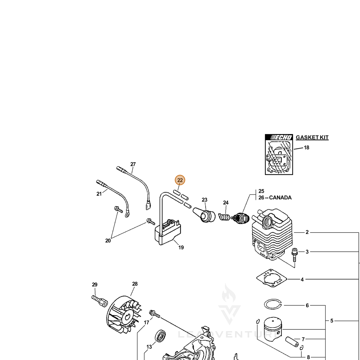 ECHO part V471000660 — IPL diagram snippet (6x zoom, amber highlight)