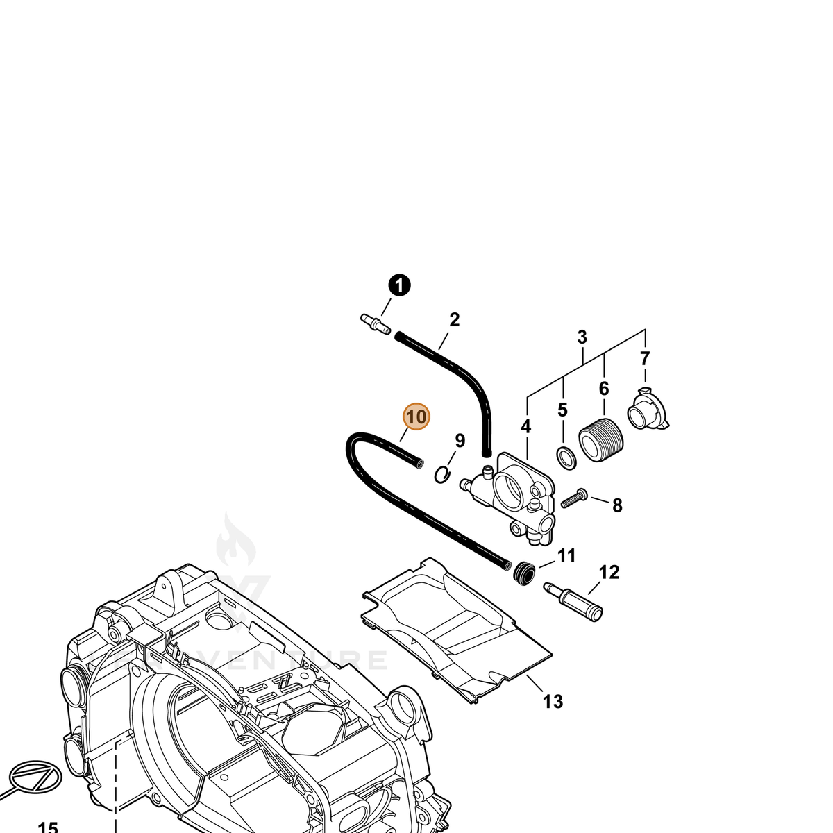 ECHO part V471000741 — IPL diagram snippet (6x zoom, amber highlight)