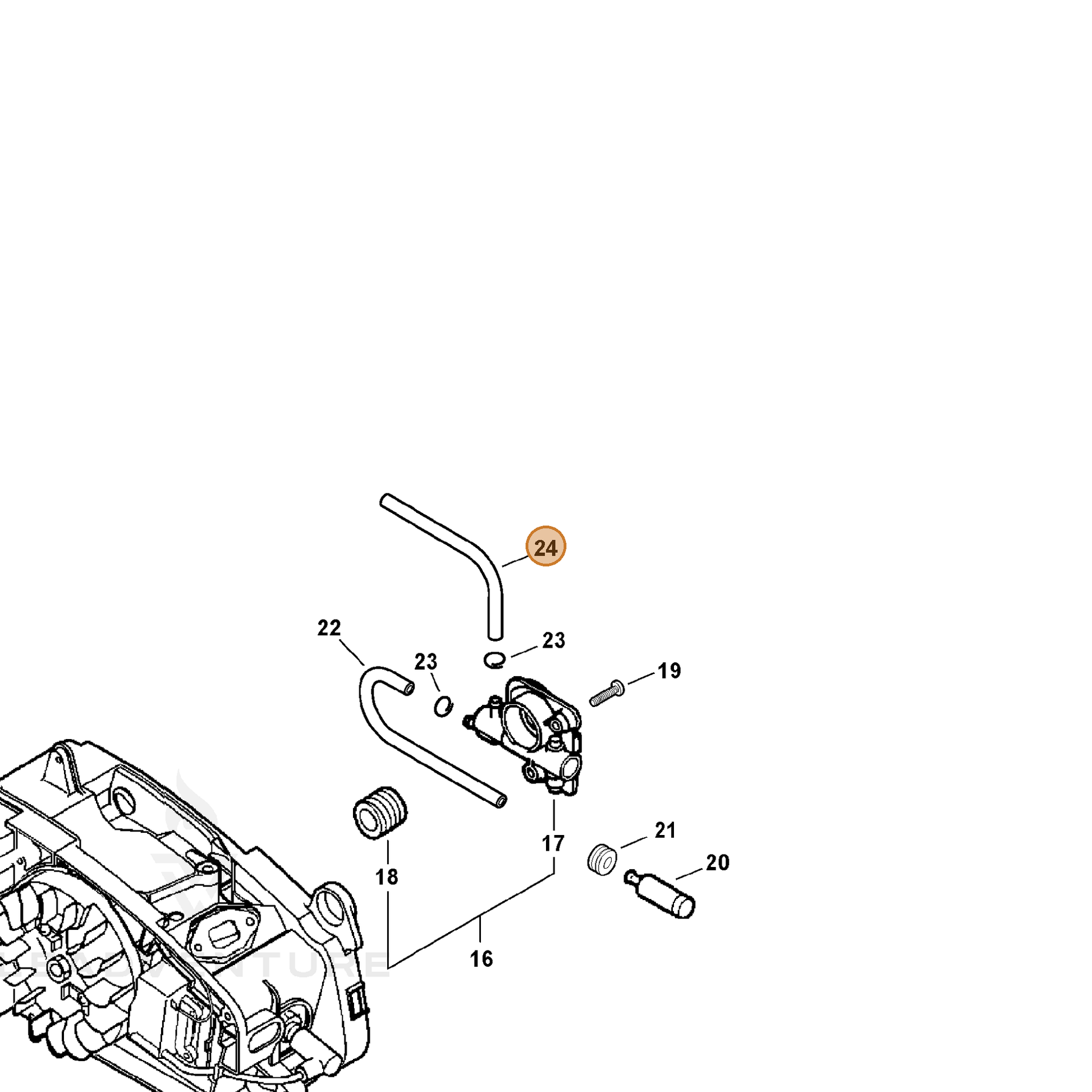ECHO part V471000761 — IPL diagram snippet (6x zoom, amber highlight)