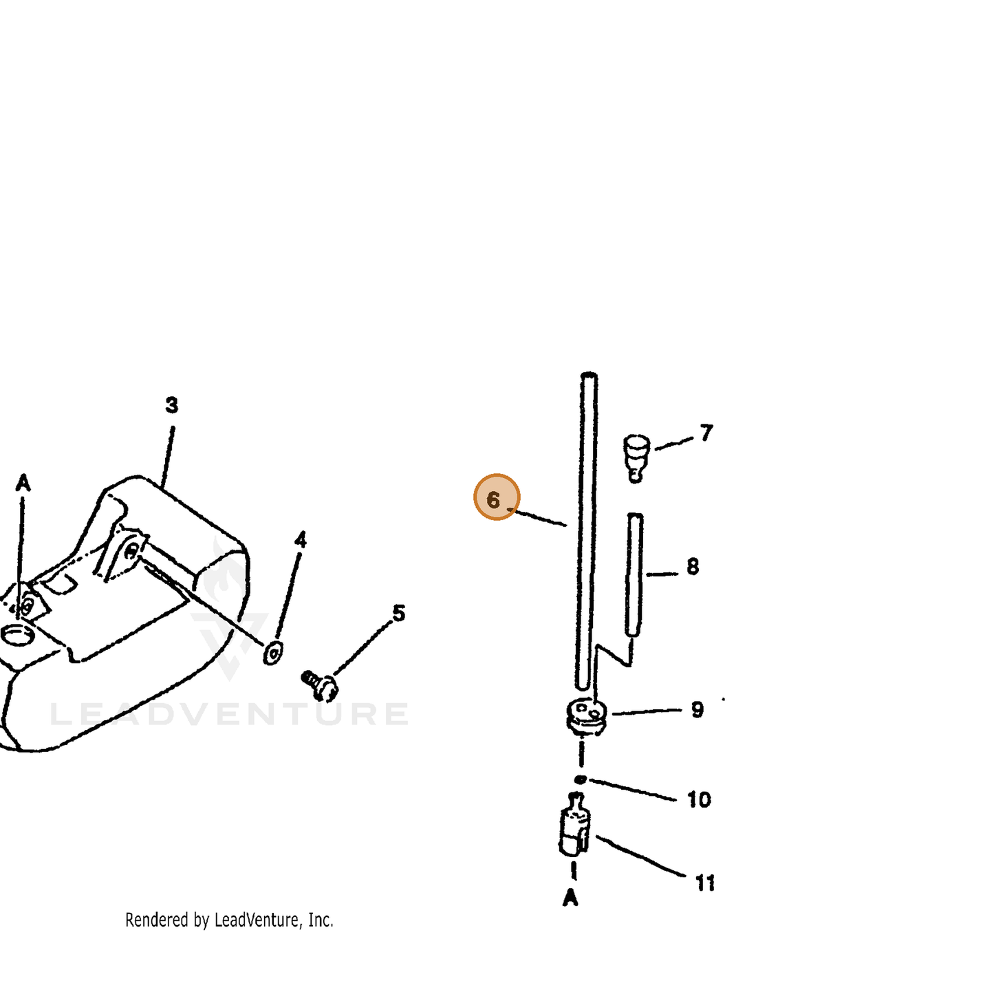 ECHO part V471001191 — IPL diagram snippet (6x zoom, amber highlight)