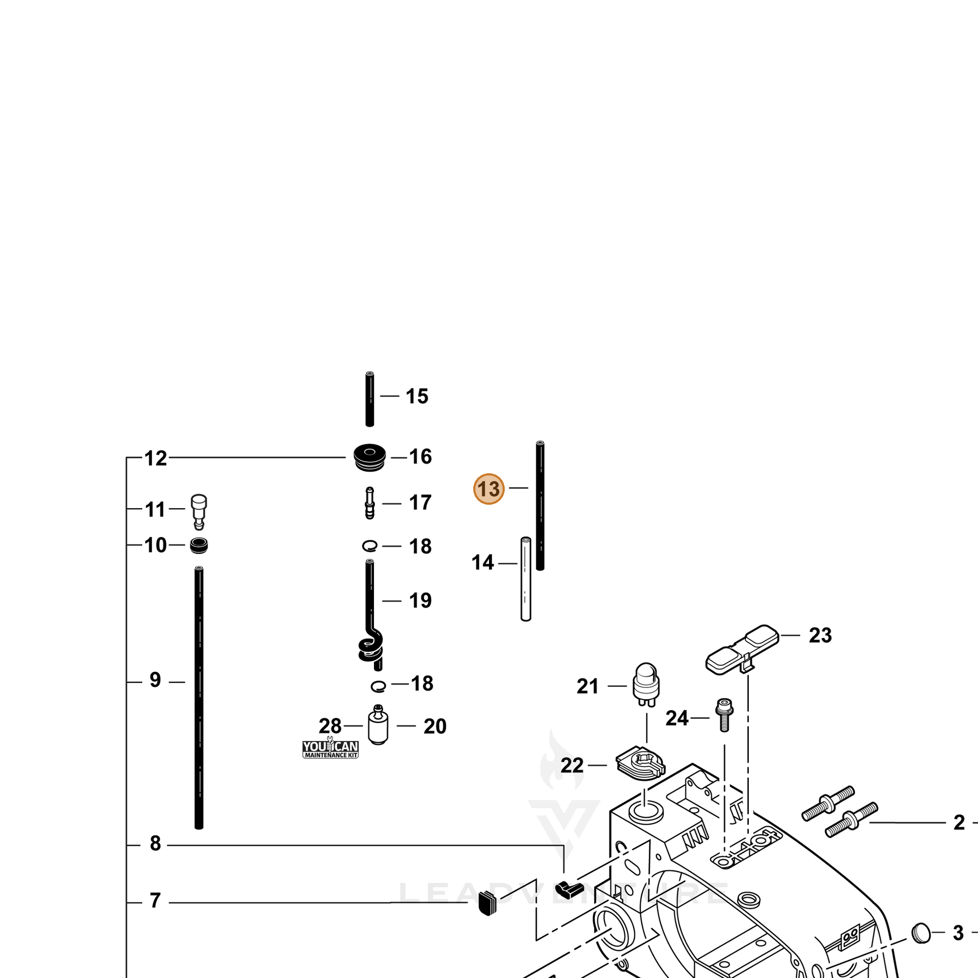 ECHO part V471001201 — IPL diagram snippet (6x zoom, amber highlight)