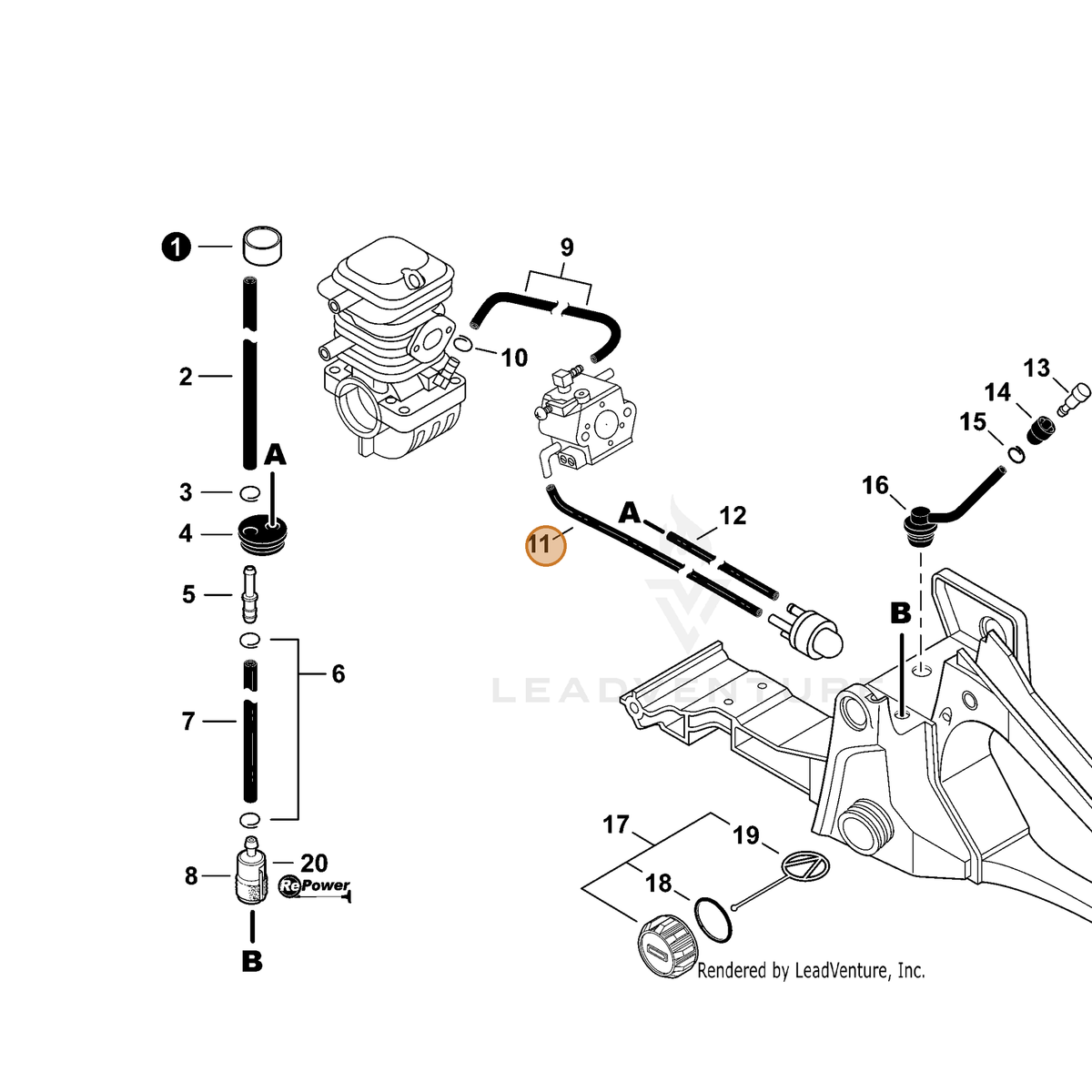 ECHO part V471001281 — IPL diagram snippet (6x zoom, amber highlight)