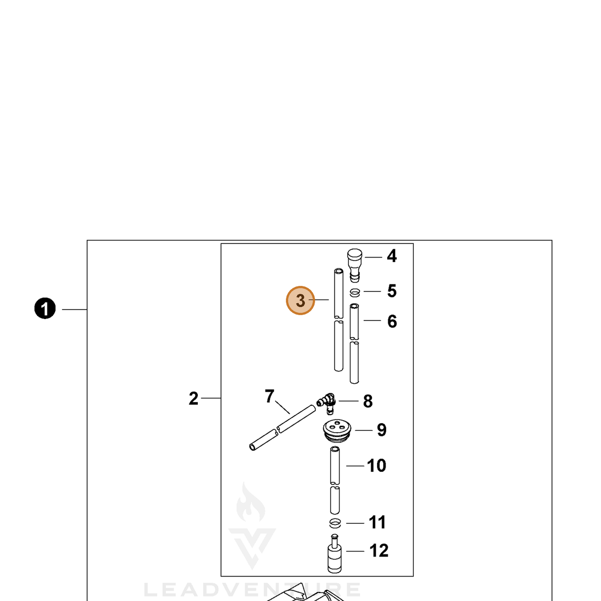 ECHO part V471001291 — IPL diagram snippet (6x zoom, amber highlight)