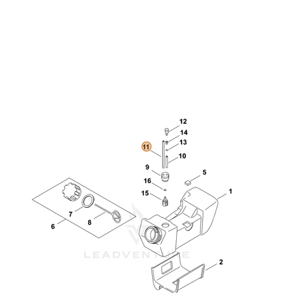 ECHO part V471002130 — IPL diagram snippet (6x zoom, amber highlight)