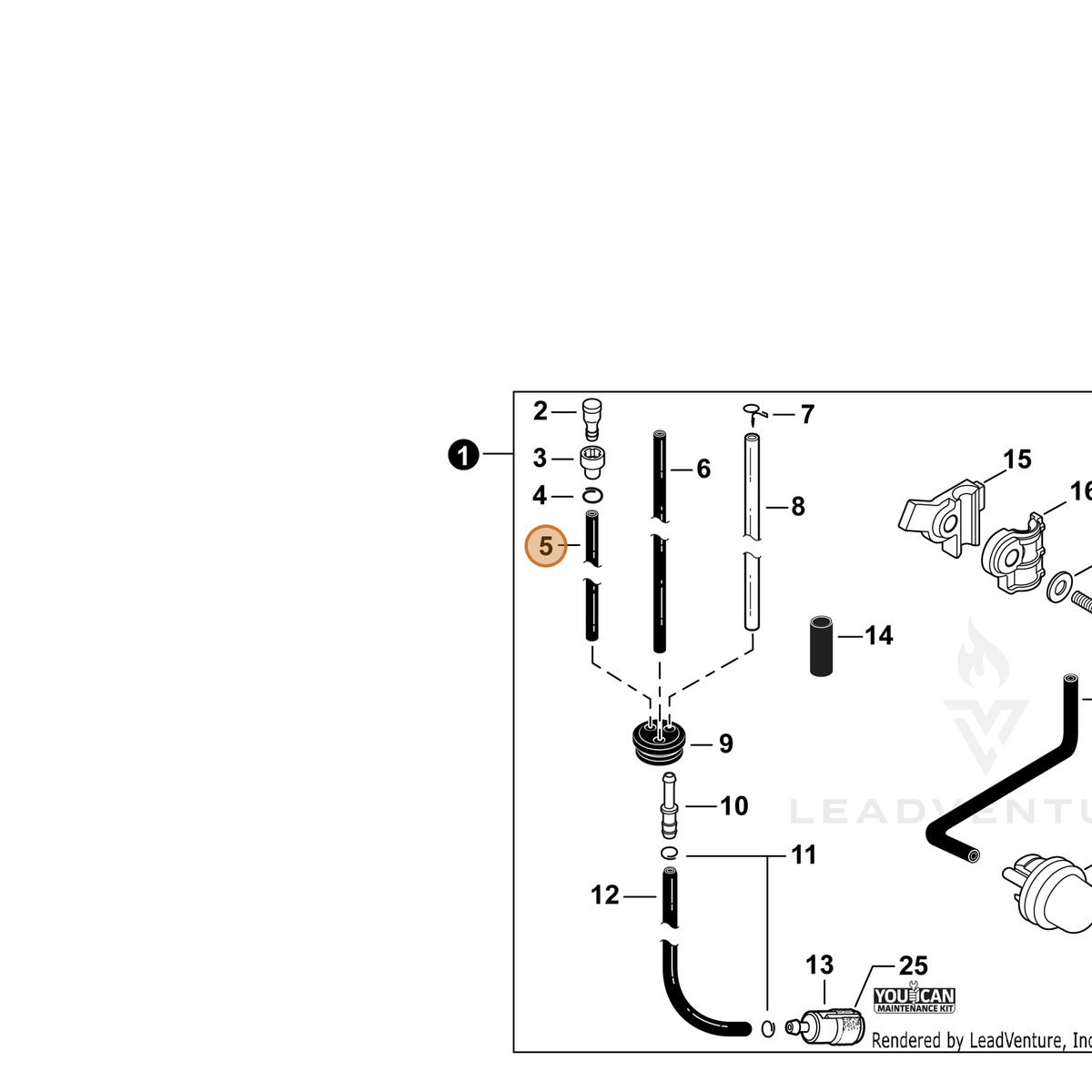 ECHO part V471002311 — IPL diagram snippet (6x zoom, amber highlight)