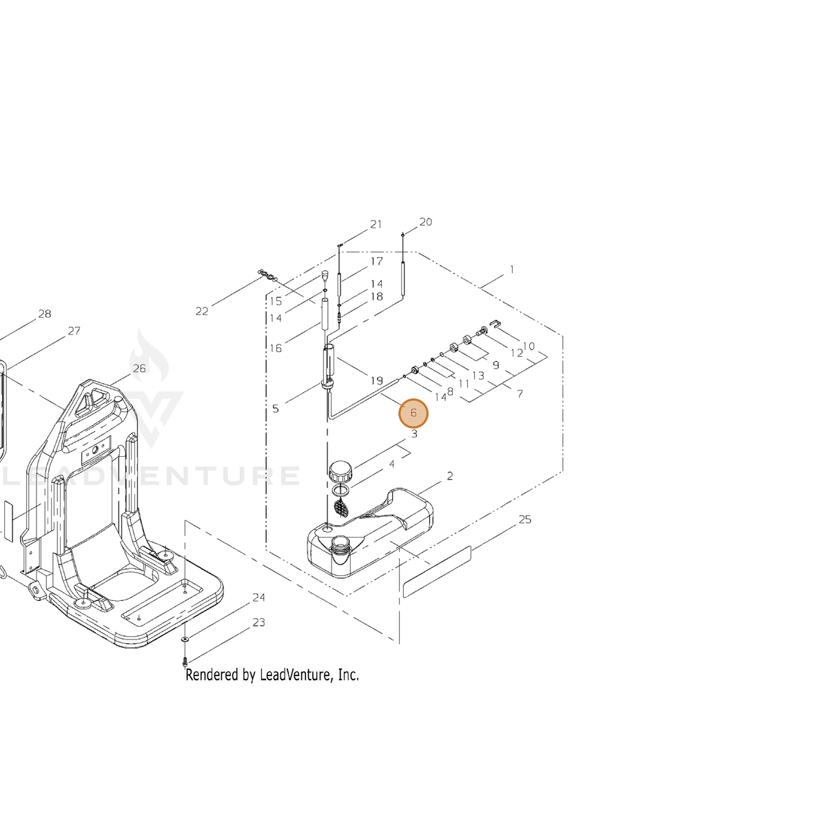 Echo part V471002451 — IPL diagram snippet (6x zoom, amber highlight)