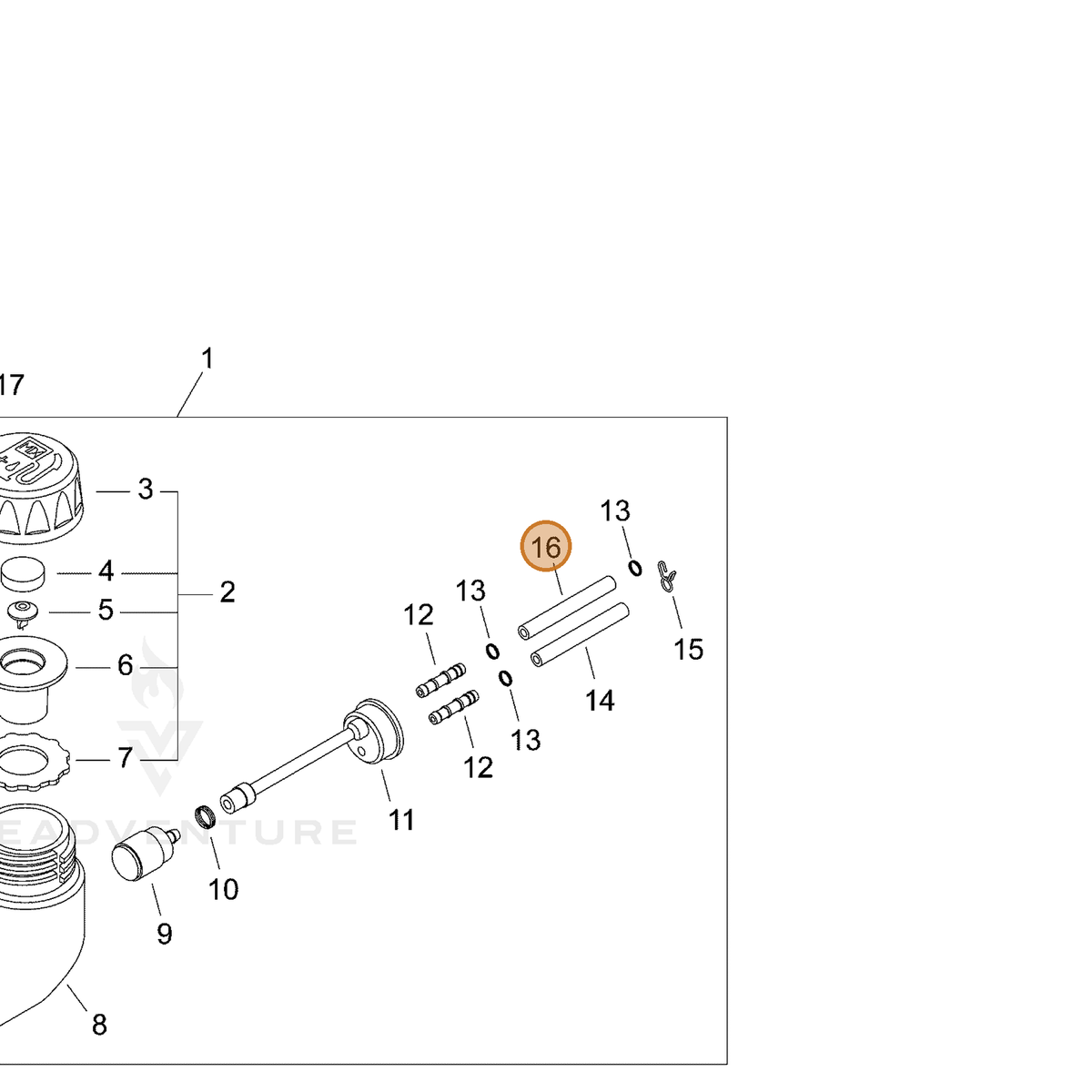 ECHO part V471002731 — IPL diagram snippet (6x zoom, amber highlight)