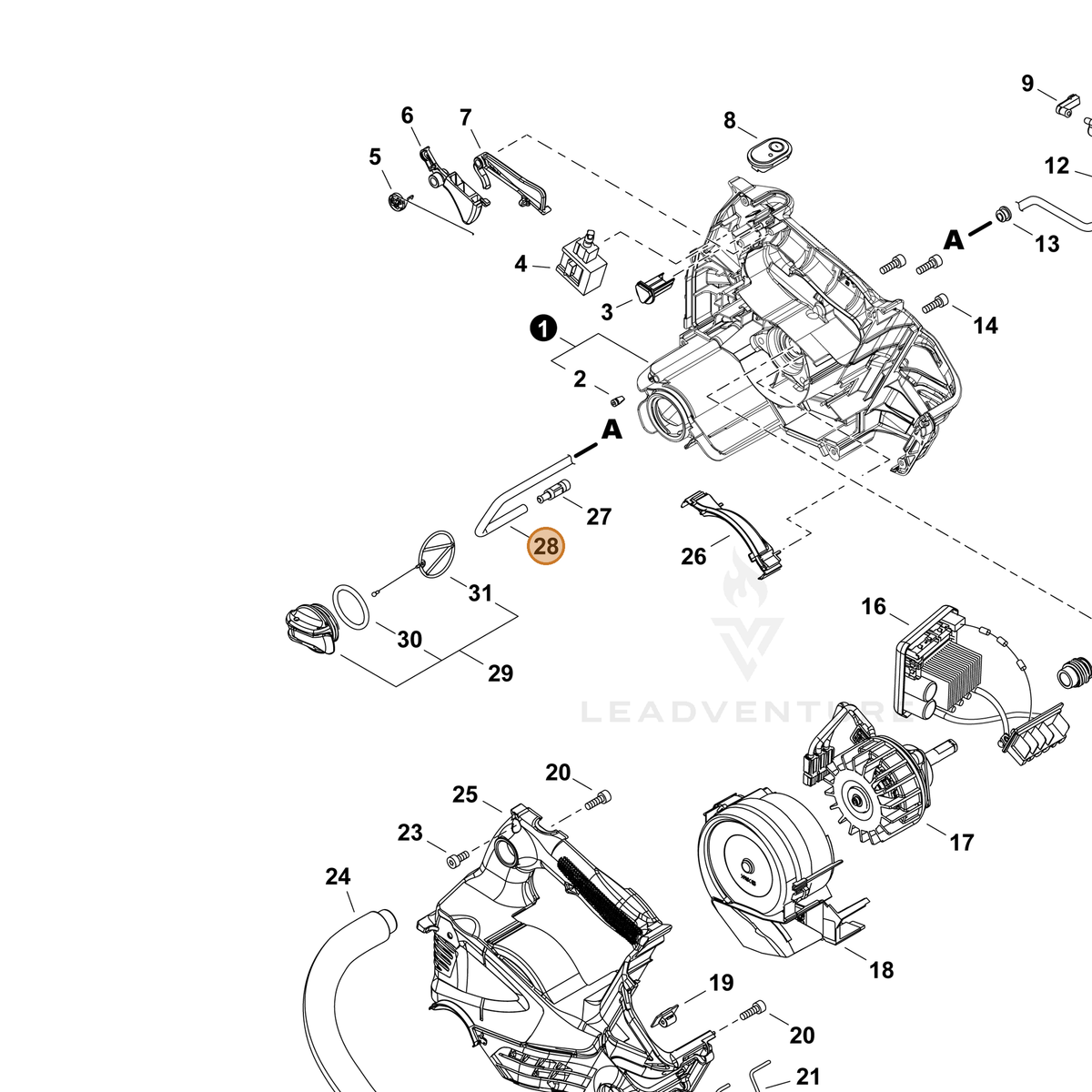 ECHO part V471003311 — IPL diagram snippet (6x zoom, amber highlight)