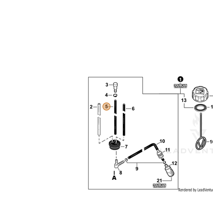 ECHO part V471003321 — IPL diagram snippet (6x zoom, amber highlight)