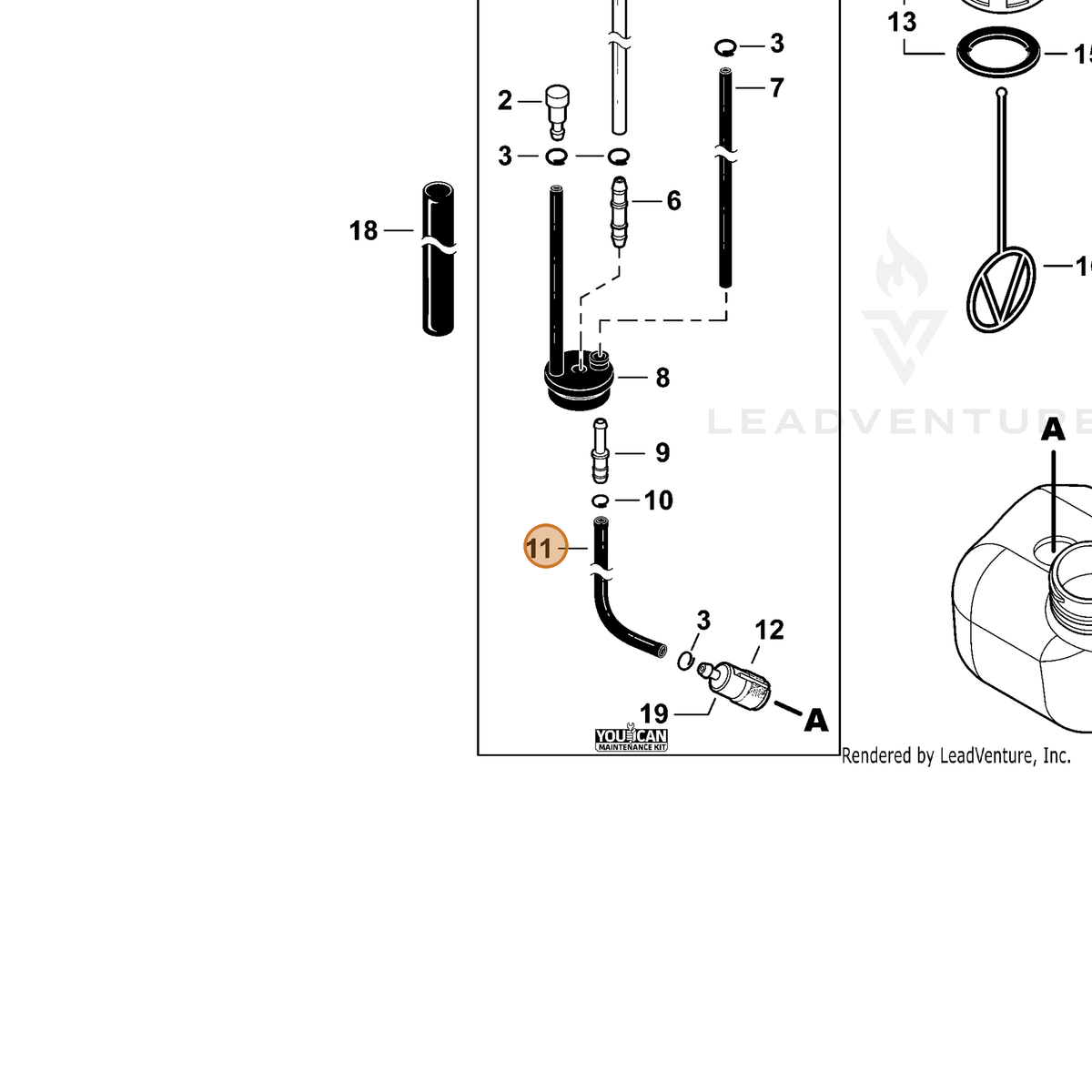 Echo part V471003631 — IPL diagram snippet (6x zoom, amber highlight)