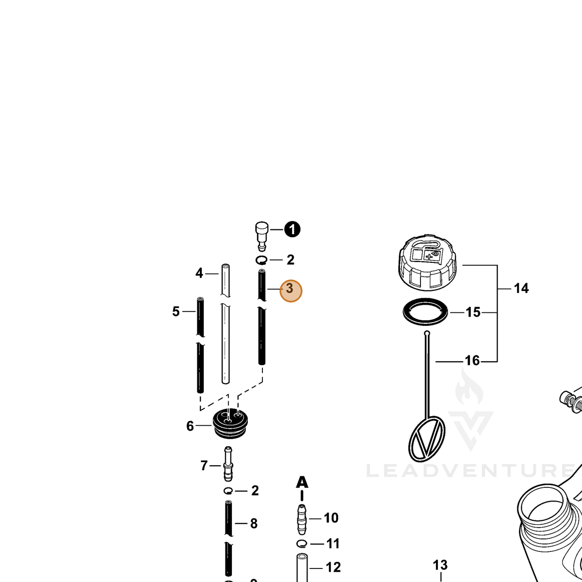 ECHO part V471003681 — IPL diagram snippet (6x zoom, amber highlight)