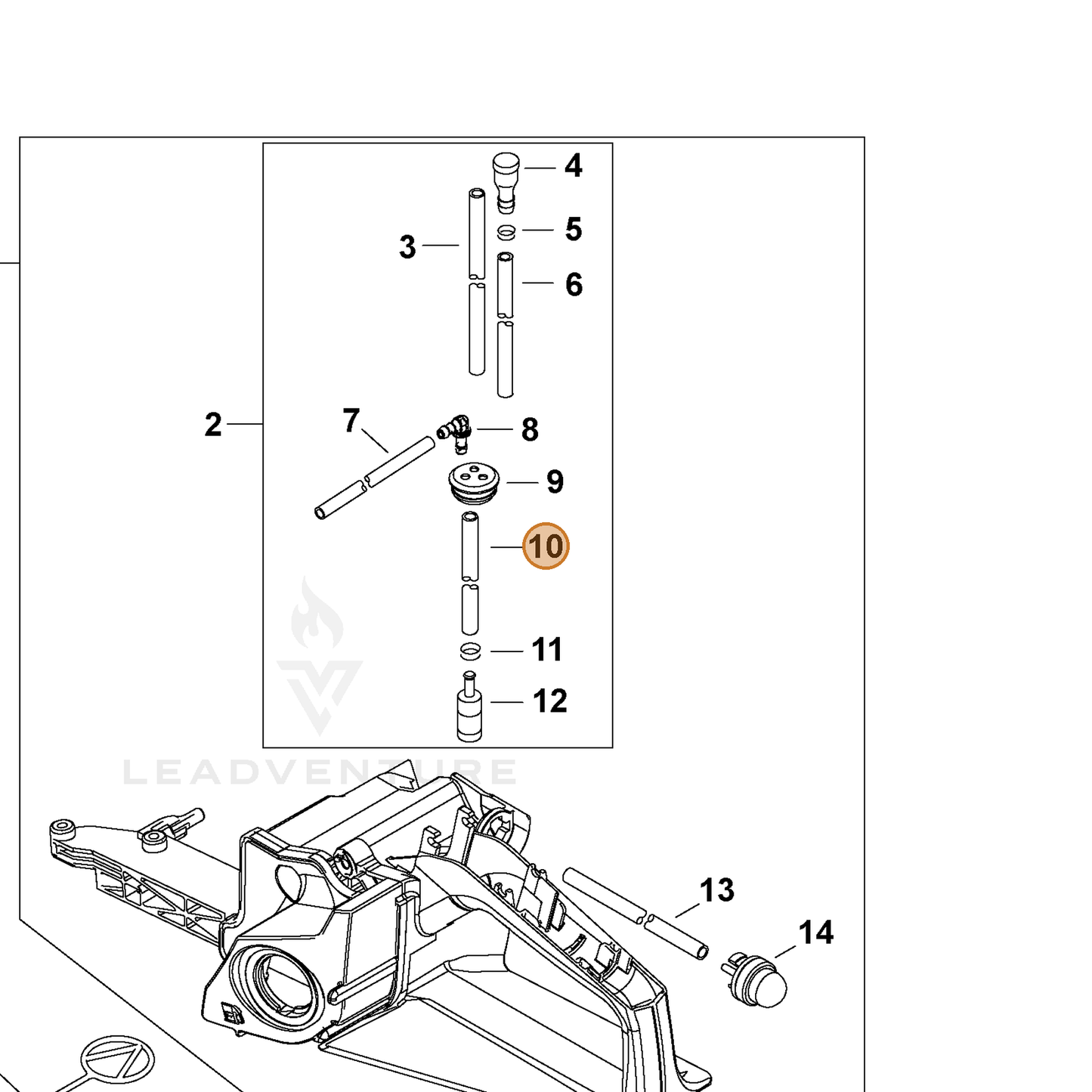 ECHO part V471003731 — IPL diagram snippet (6x zoom, amber highlight)