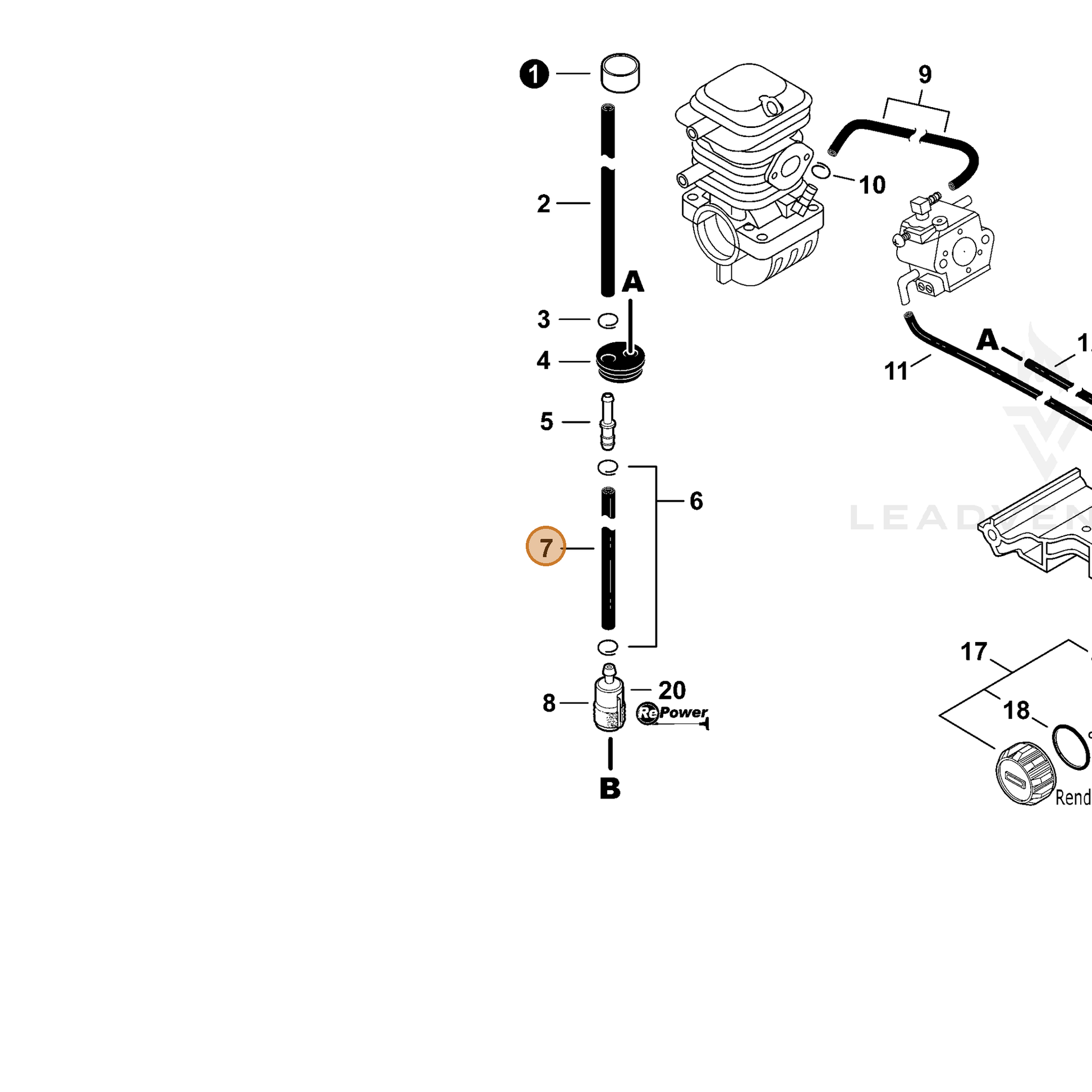 ECHO part V471003851 — IPL diagram snippet (6x zoom, amber highlight)