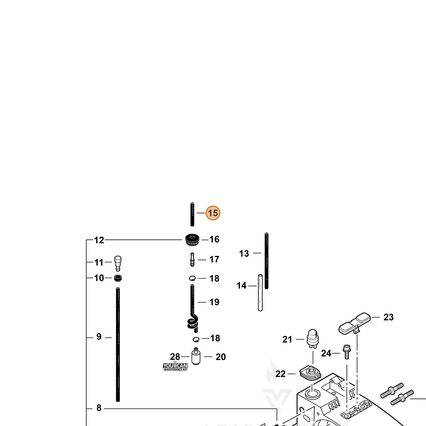 ECHO part V471003902 — IPL diagram snippet (6x zoom, amber highlight)