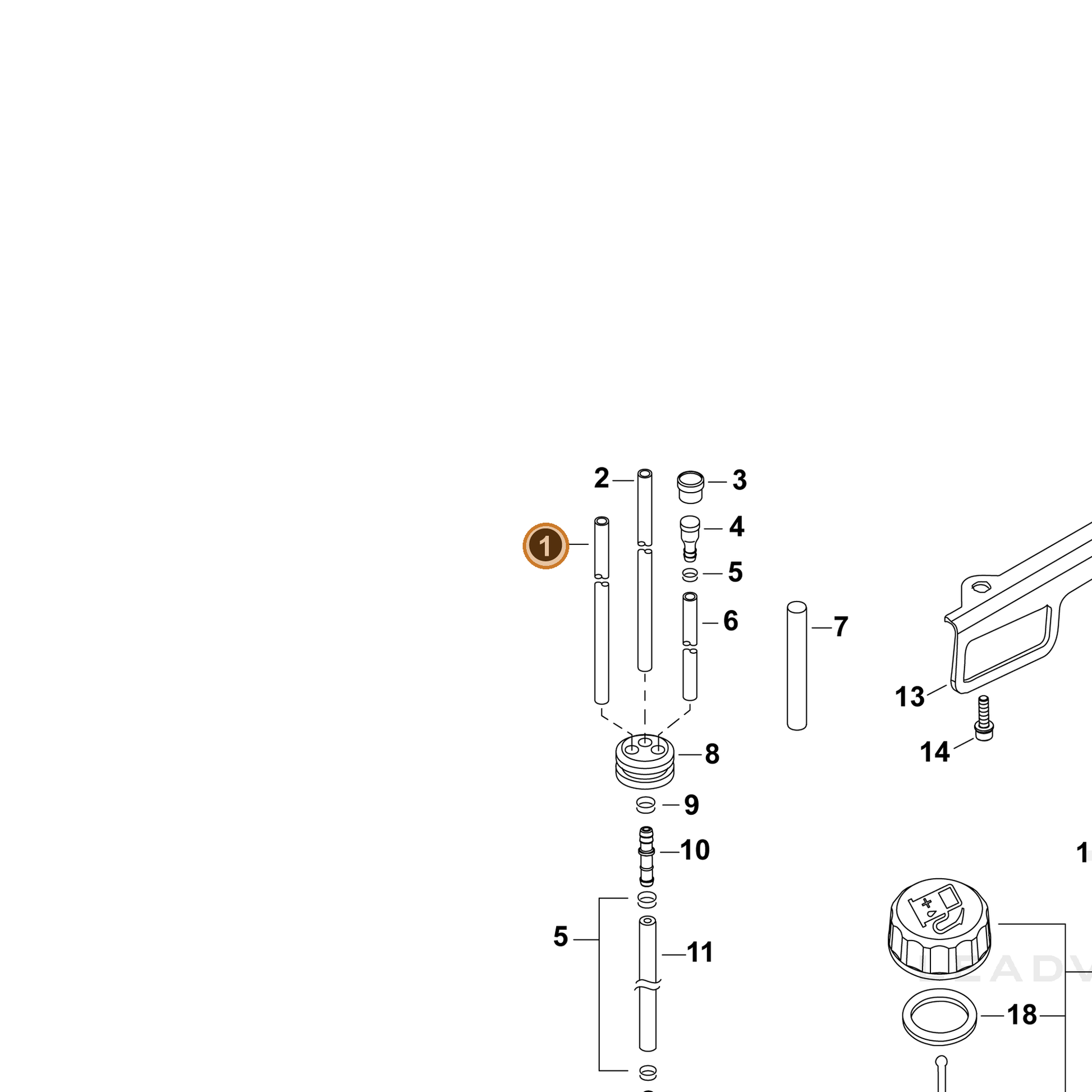 ECHO part V471003950 — IPL diagram snippet (6x zoom, amber highlight)