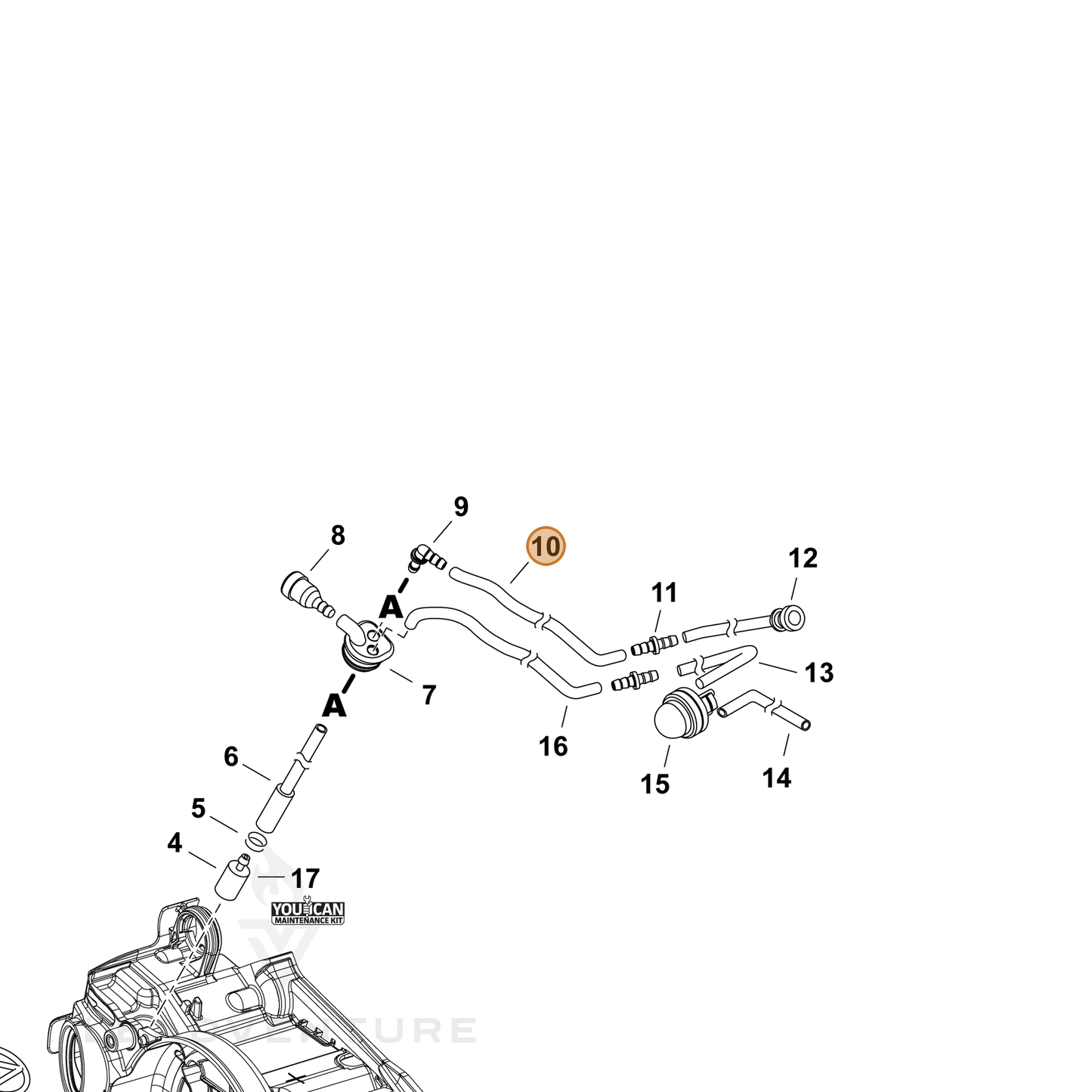 ECHO part V471005231 — IPL diagram snippet (6x zoom, amber highlight)